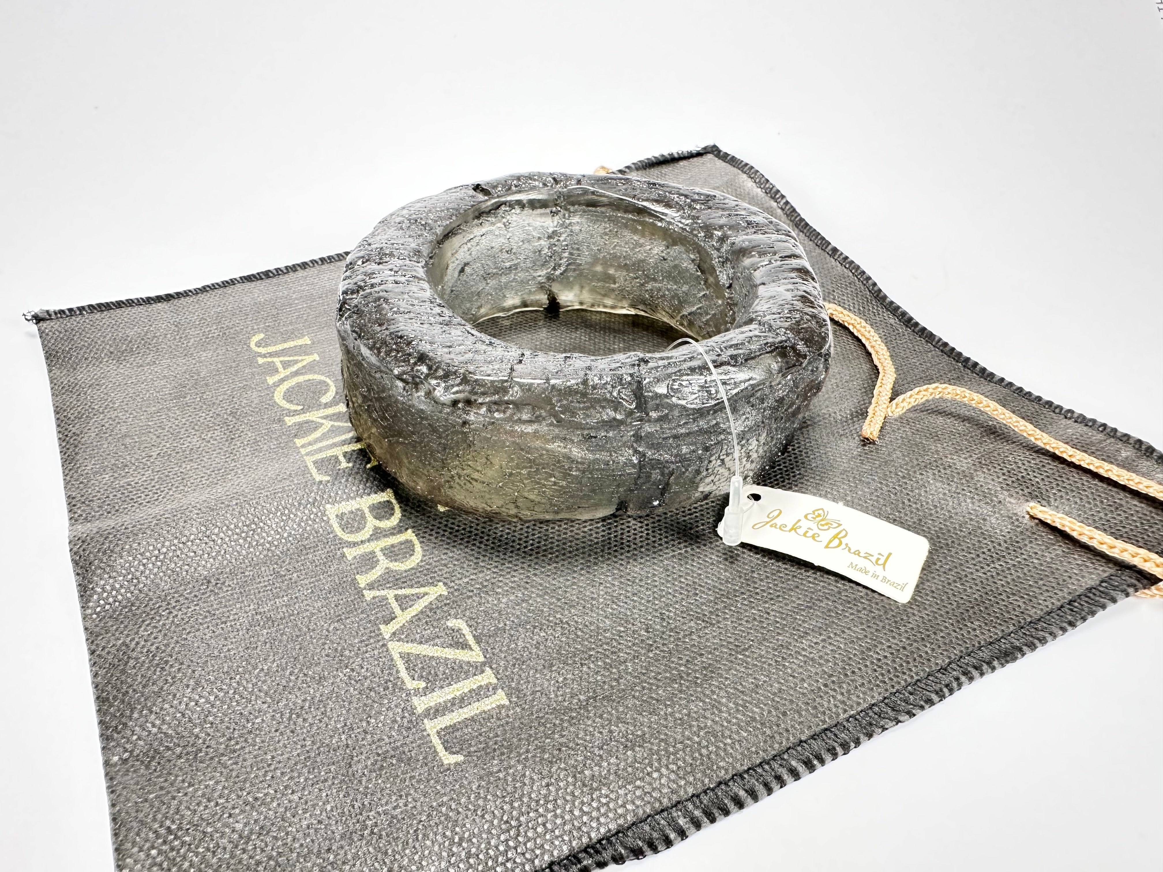Jackie Brazil "Smoked Crystal" Charcoal Donut Solid Round Large Bangle ( B2790 )