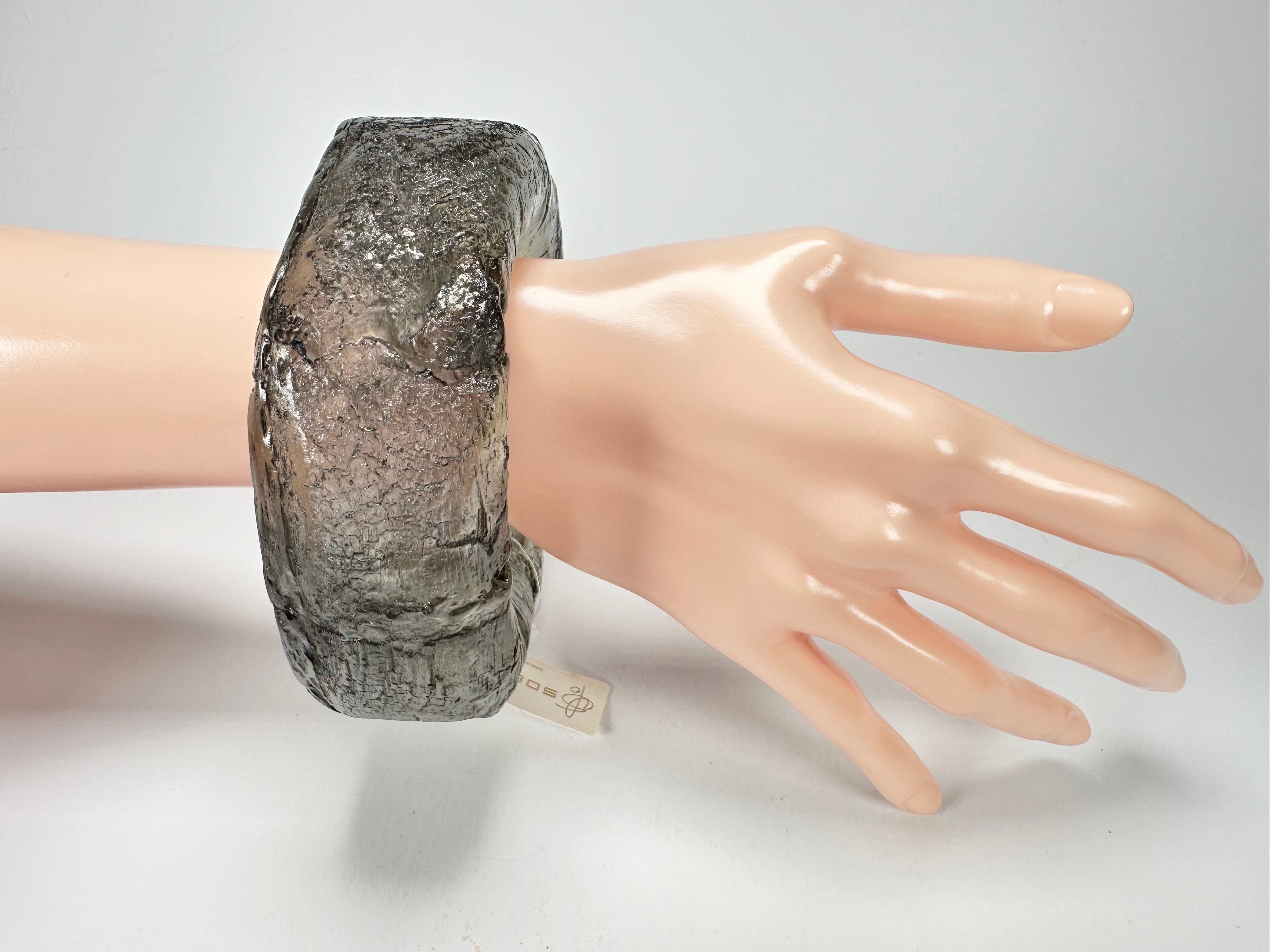 Jackie Brazil "Smoked Crystal" Charcoal Donut Solid Round Large Bangle ( B2790 )