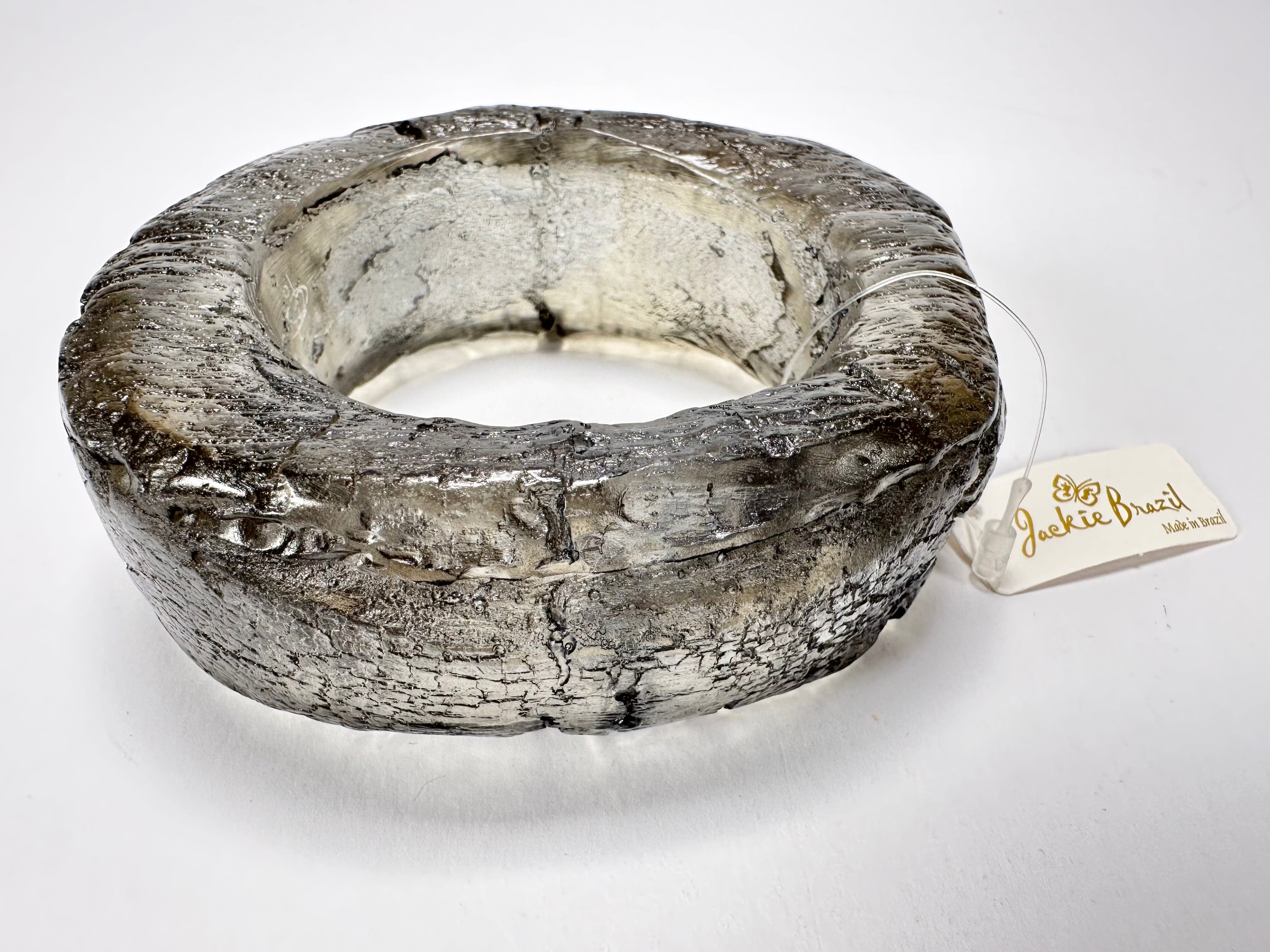 Jackie Brazil "Smoked Crystal" Charcoal Donut Solid Round Large Bangle ( B2790 )