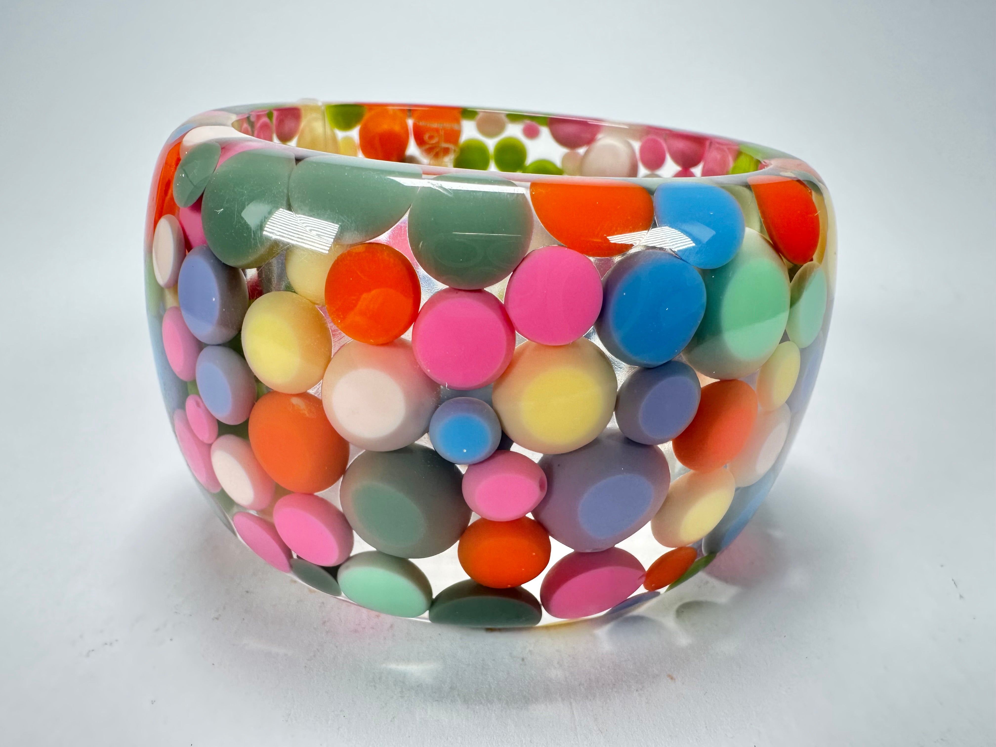 Jackie Brazil "Petit Balls" Spring Mix Spots Solid Round Resin 5cm Bangle ( B2521 )
