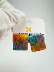 Jackie Brazil "Kandinsky" Small Square Resin Earrings ( E0074 )