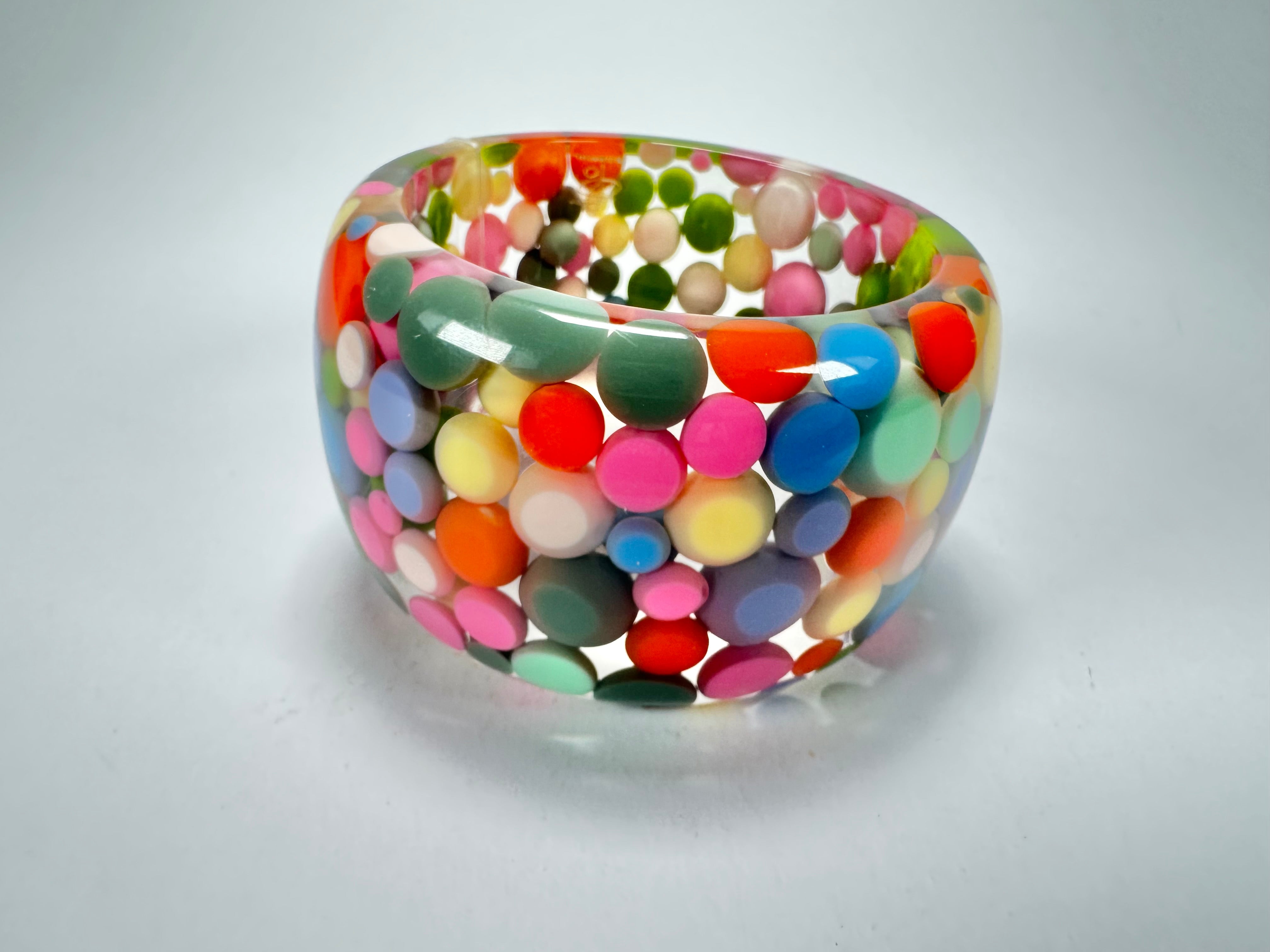 Jackie Brazil "Petit Balls" Spring Mix Spots Solid Round Resin 5cm Bangle ( B2521 )