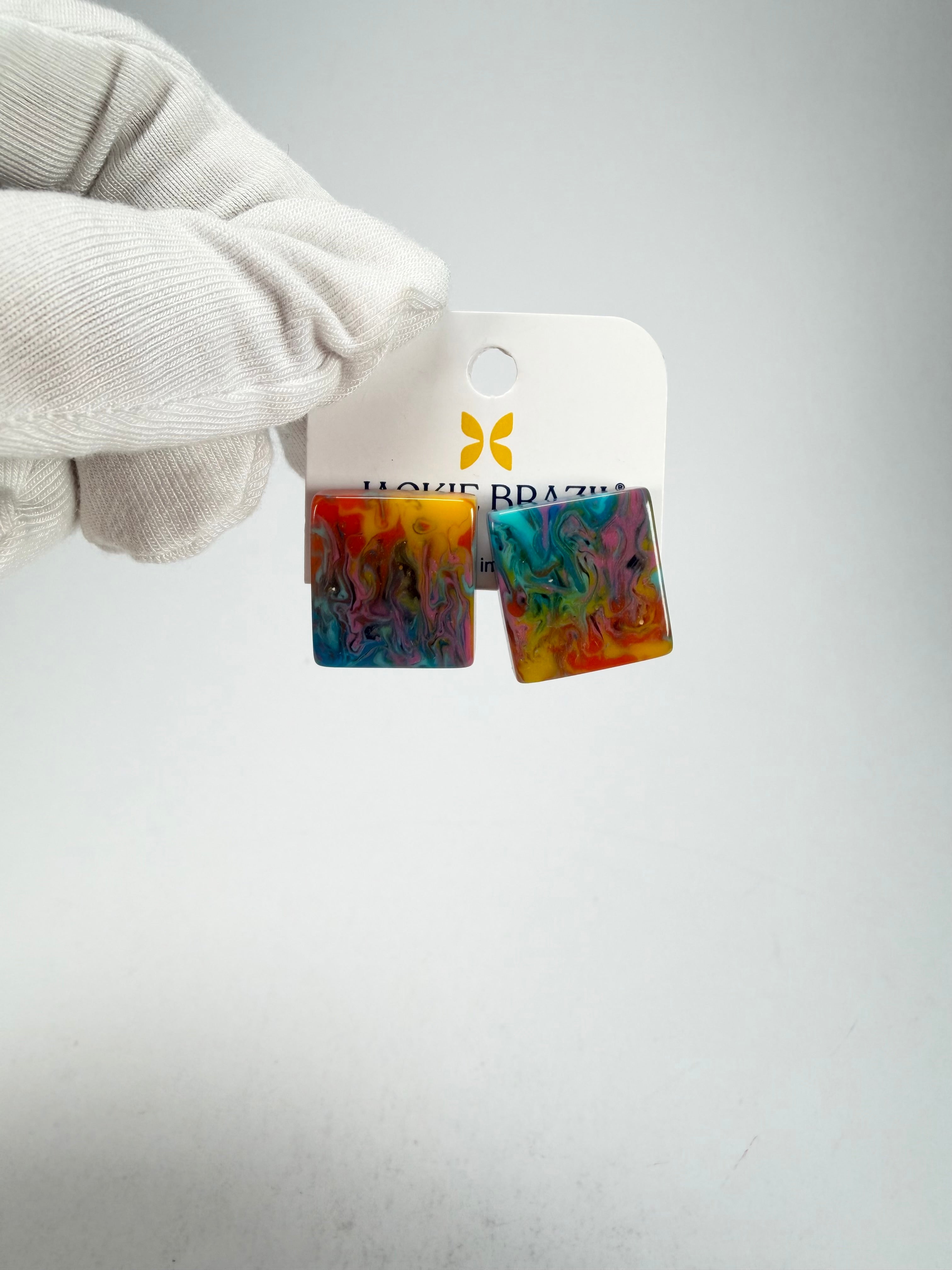 Jackie Brazil "Kandinsky" Small Square Resin Earrings ( E0074 )