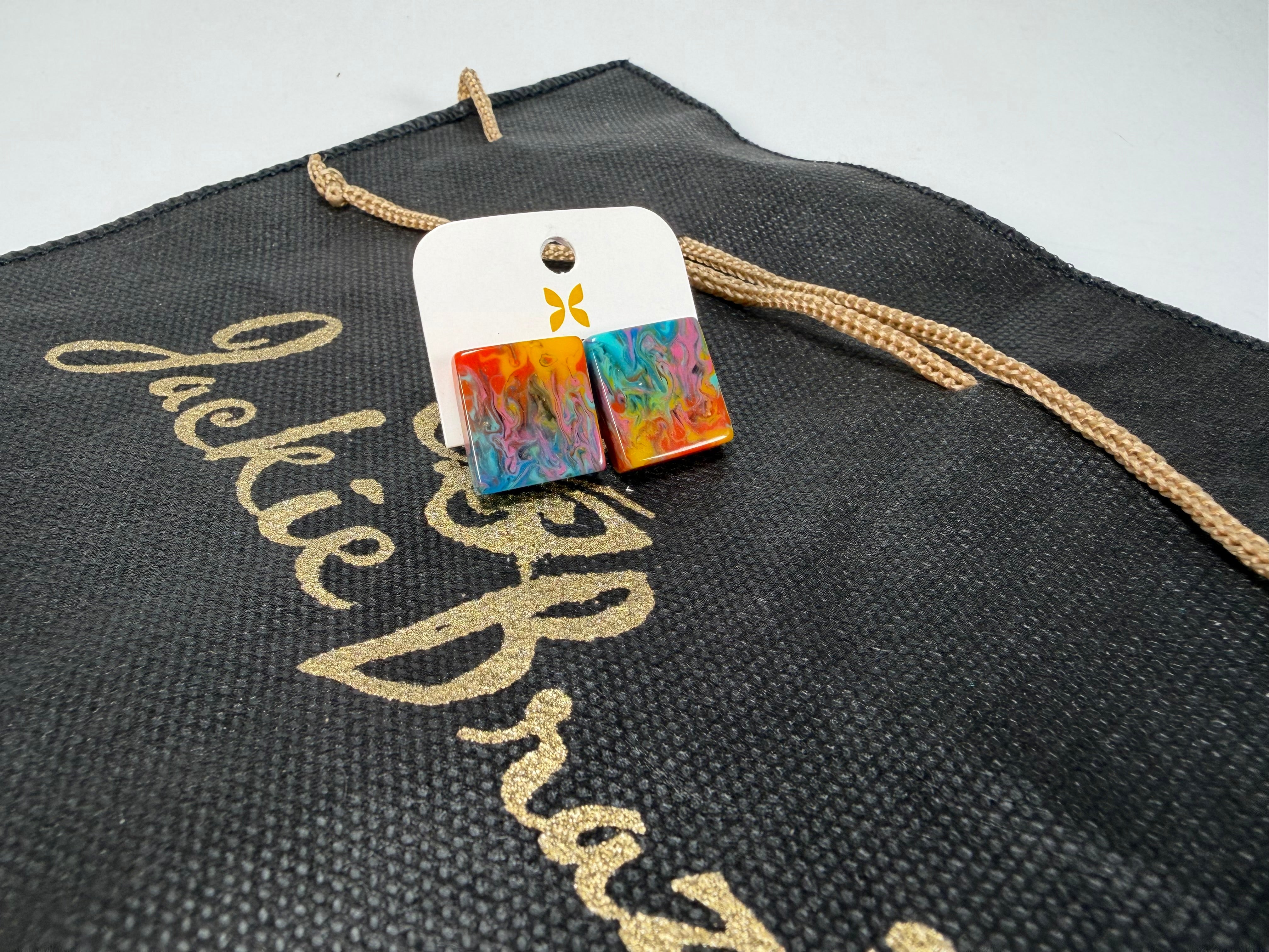 Jackie Brazil "Kandinsky" Small Square Resin Earrings ( E0074 )