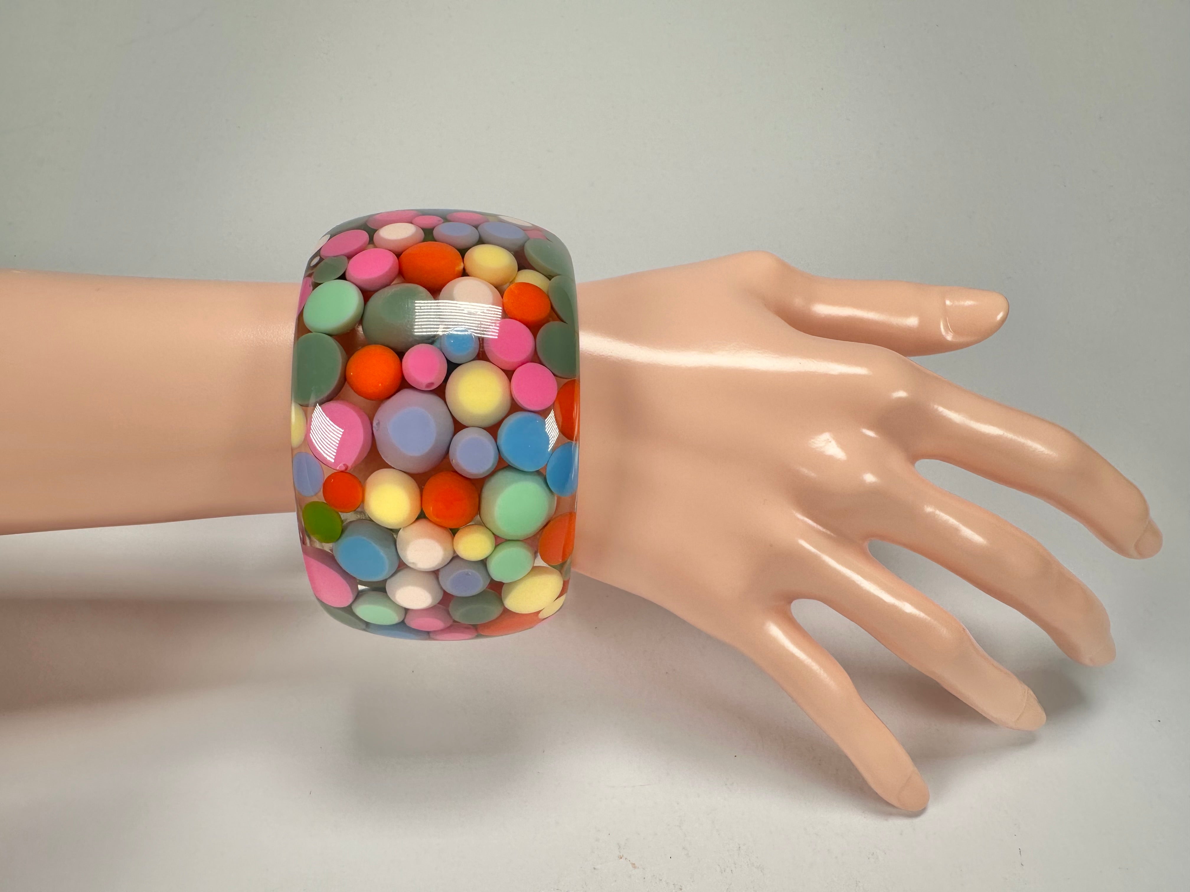 Jackie Brazil "Petit Balls" Spring Mix Spots Solid Round Resin 5cm Bangle ( B2521 )