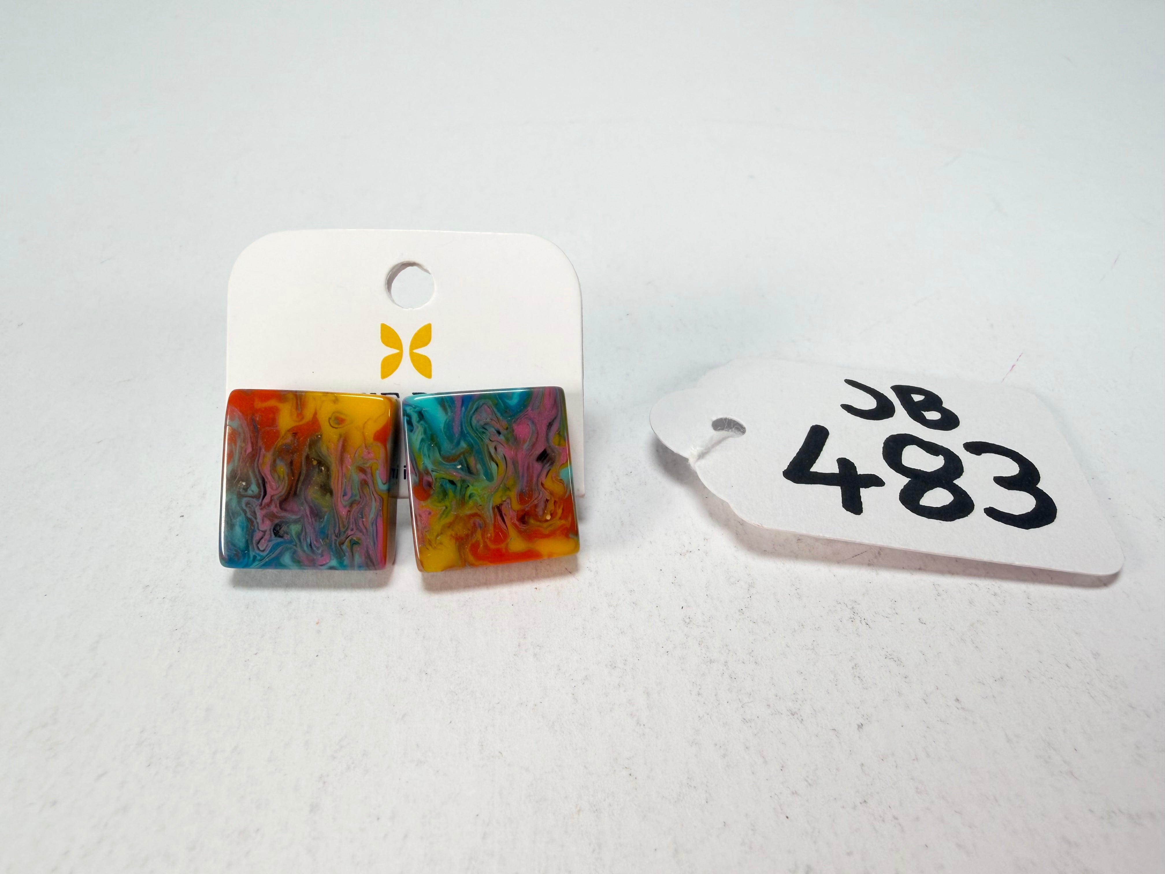 Jackie Brazil "Kandinsky" Small Square Resin Earrings ( E0074 )