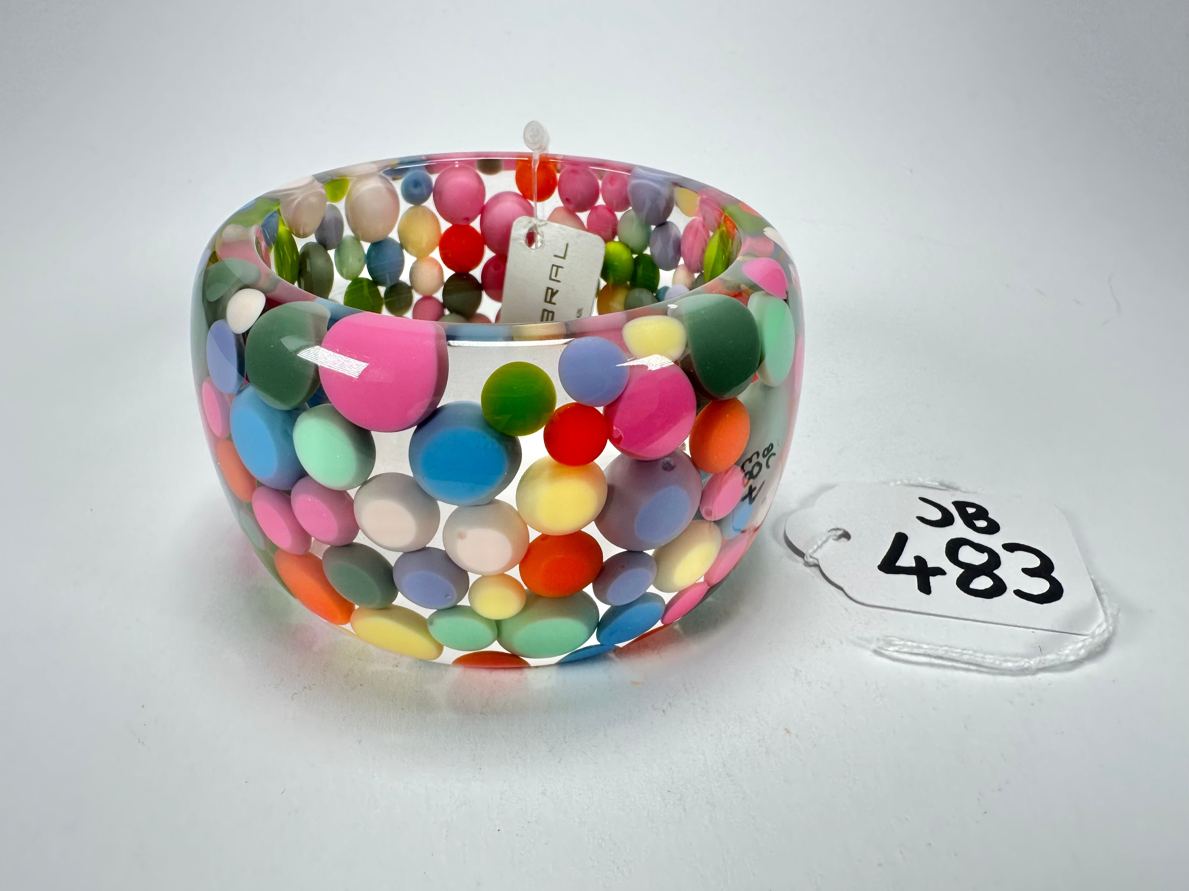 Jackie Brazil "Petit Balls" Spring Mix Spots Solid Round Resin 5cm Bangle ( B2521 )