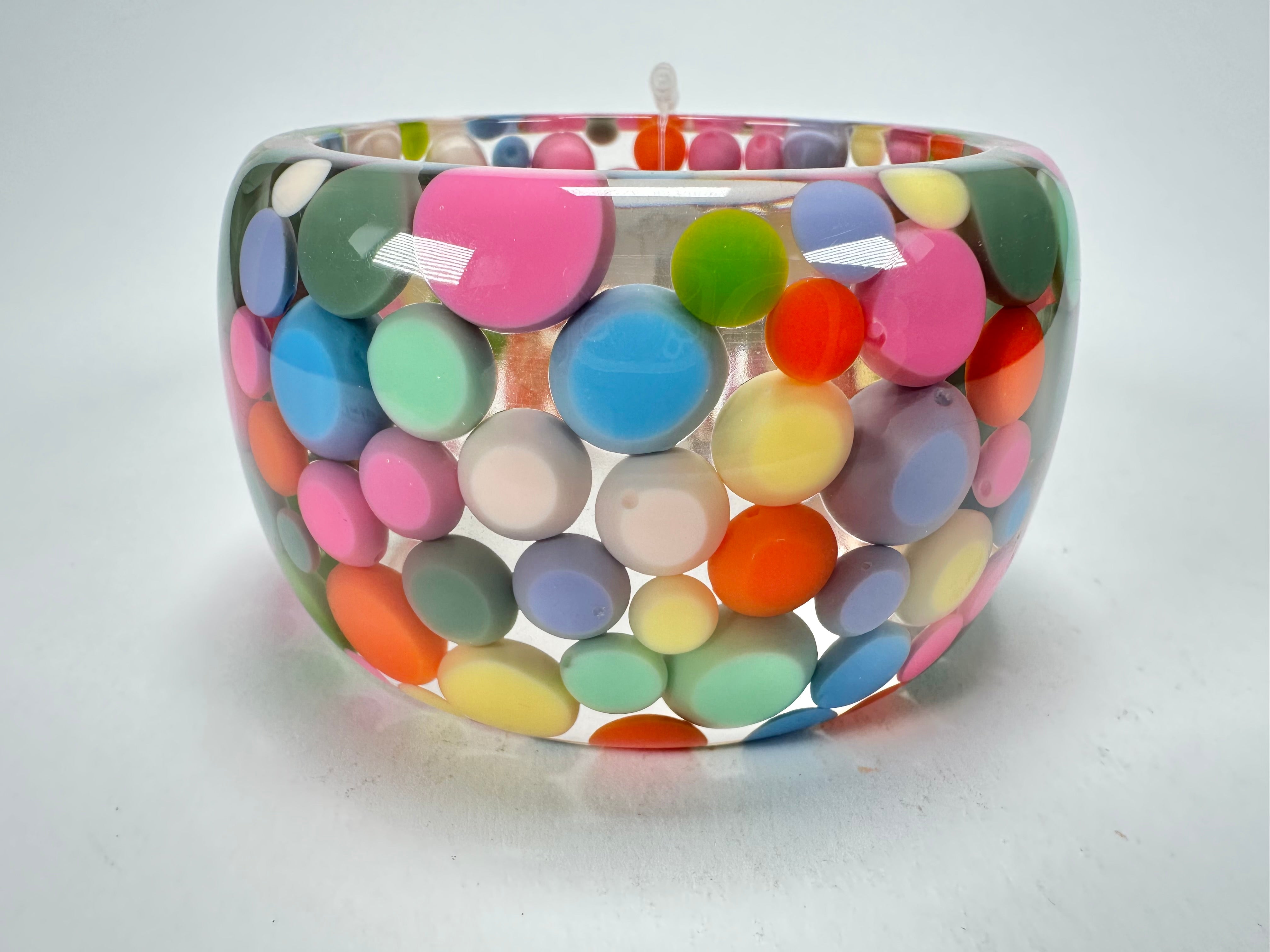 Jackie Brazil "Petit Balls" Spring Mix Spots Solid Round Resin 5cm Bangle ( B2521 )