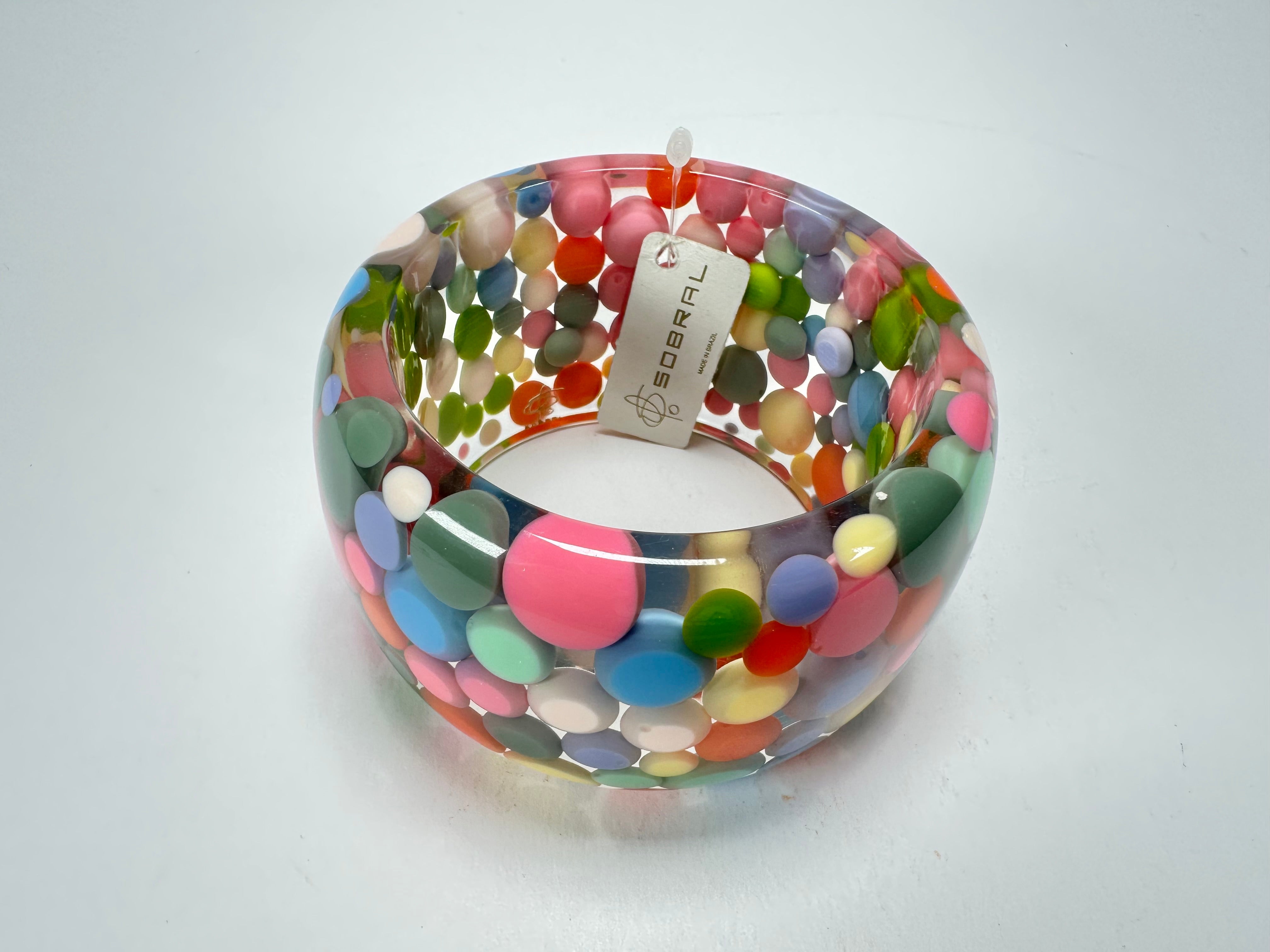 Jackie Brazil "Petit Balls" Spring Mix Spots Solid Round Resin 5cm Bangle ( B2521 )
