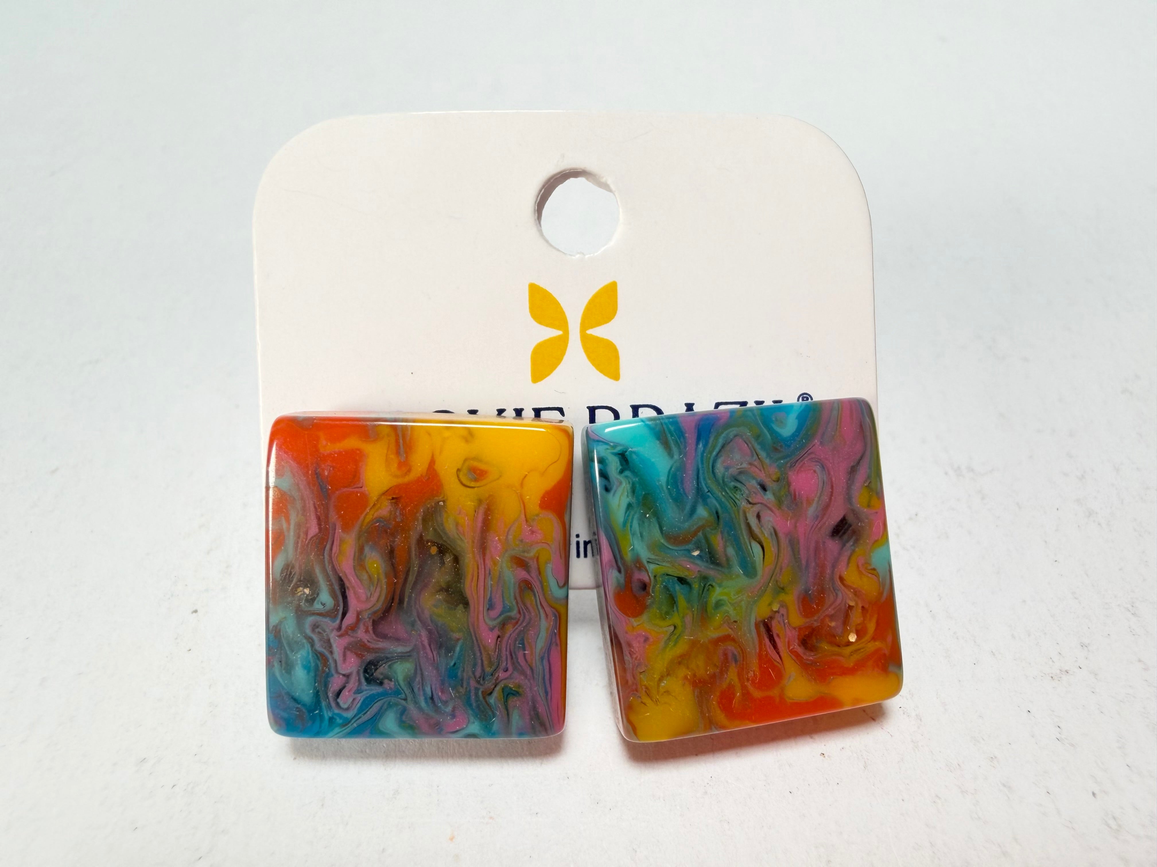 Jackie Brazil "Kandinsky" Small Square Resin Earrings ( E0074 )