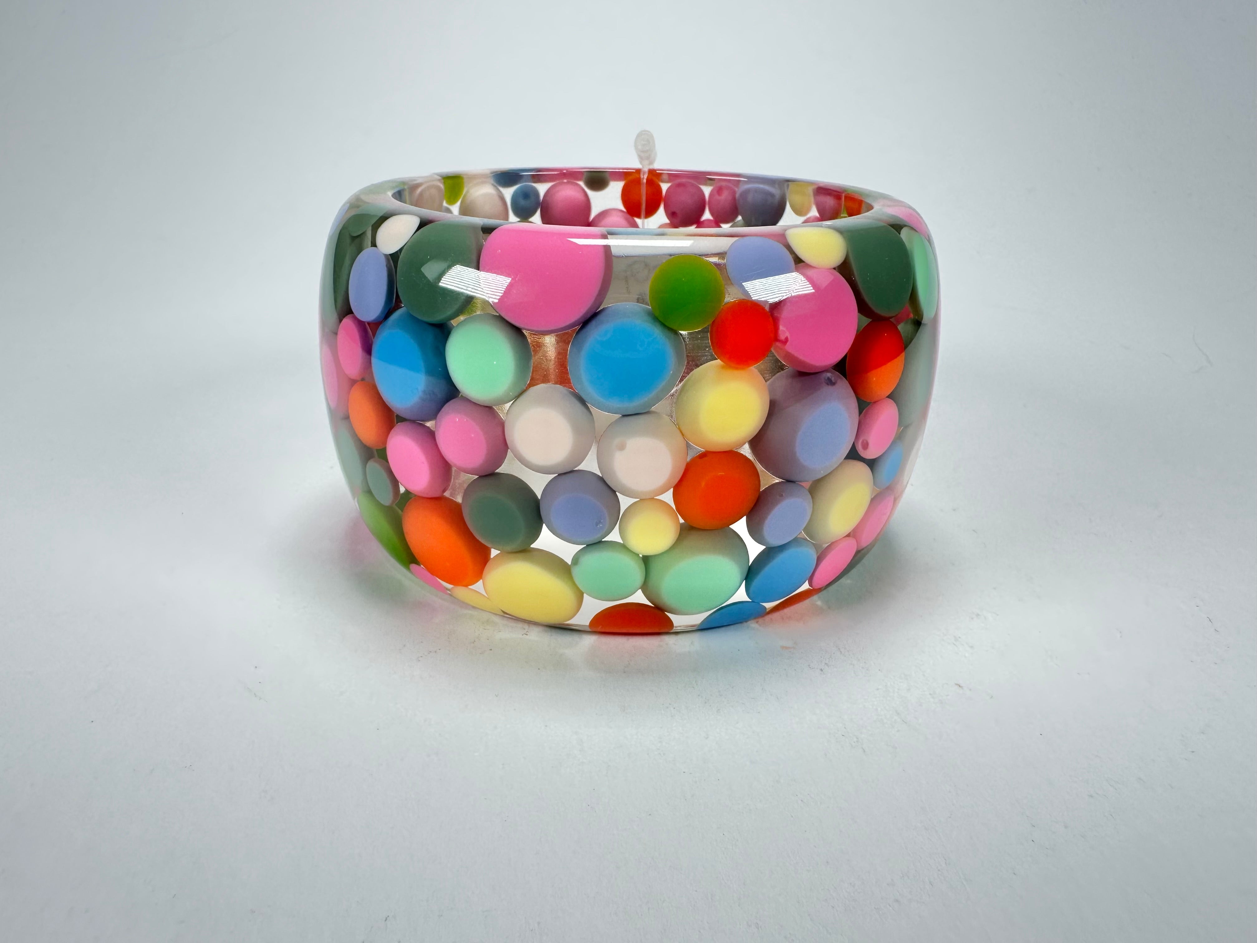 Jackie Brazil "Petit Balls" Spring Mix Spots Solid Round Resin 5cm Bangle ( B2521 )