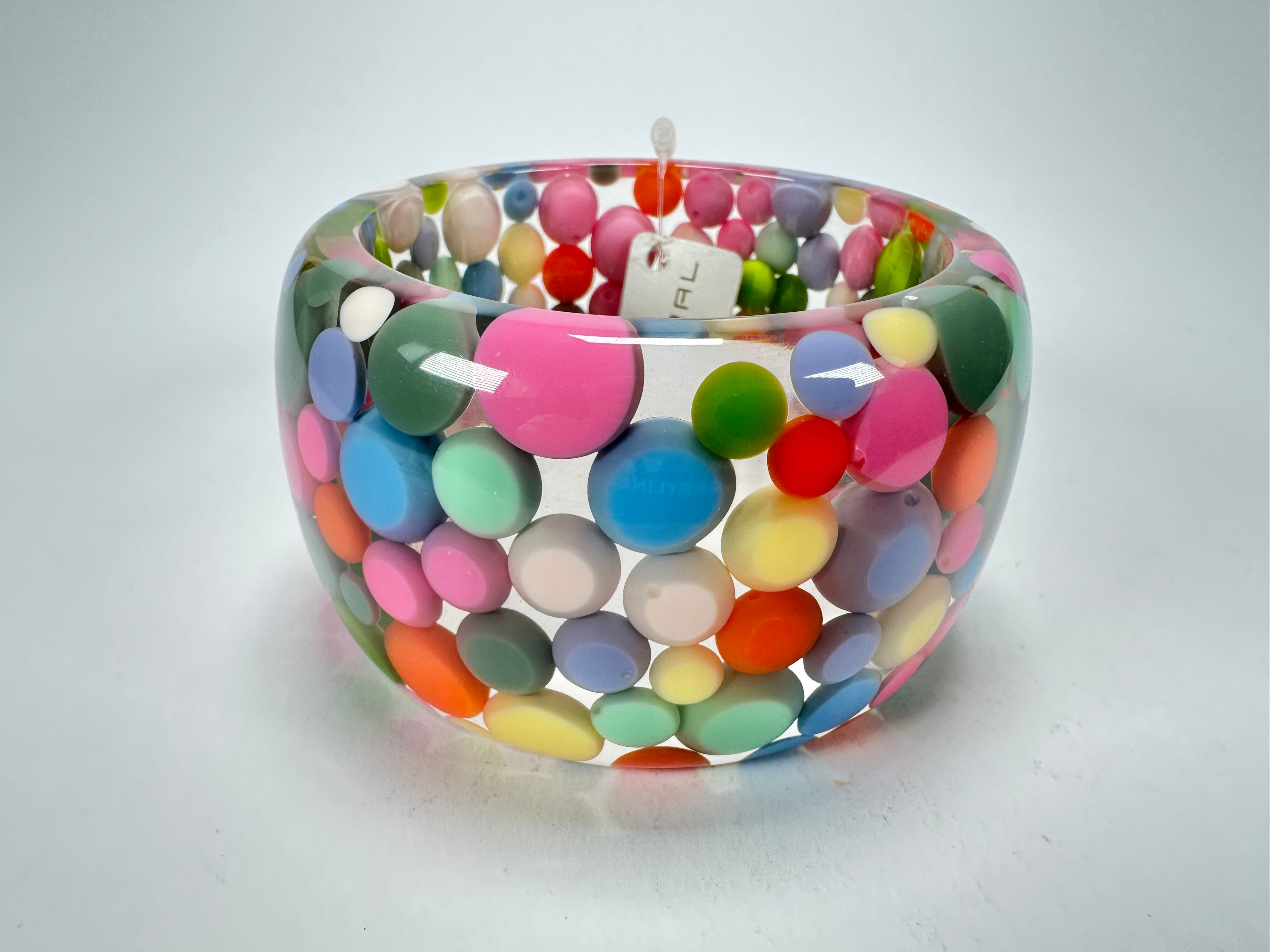 Jackie Brazil "Petit Balls" Spring Mix Spots Solid Round Resin 5cm Bangle ( B2521 )