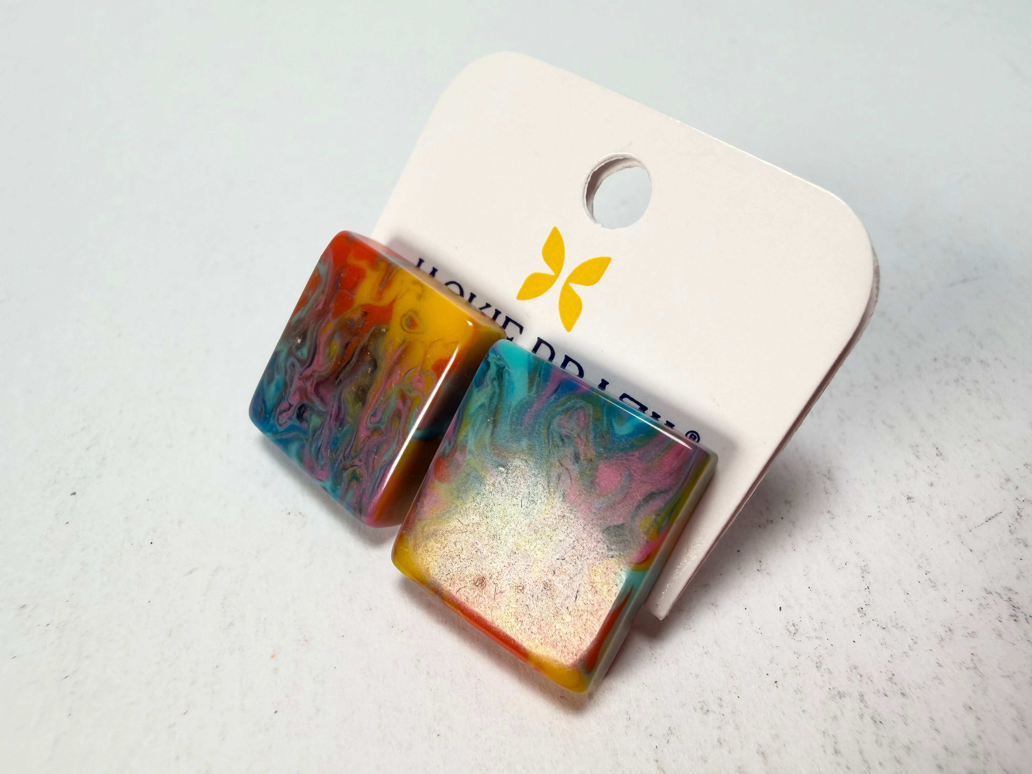 Jackie Brazil "Kandinsky" Small Square Resin Earrings ( E0074 )