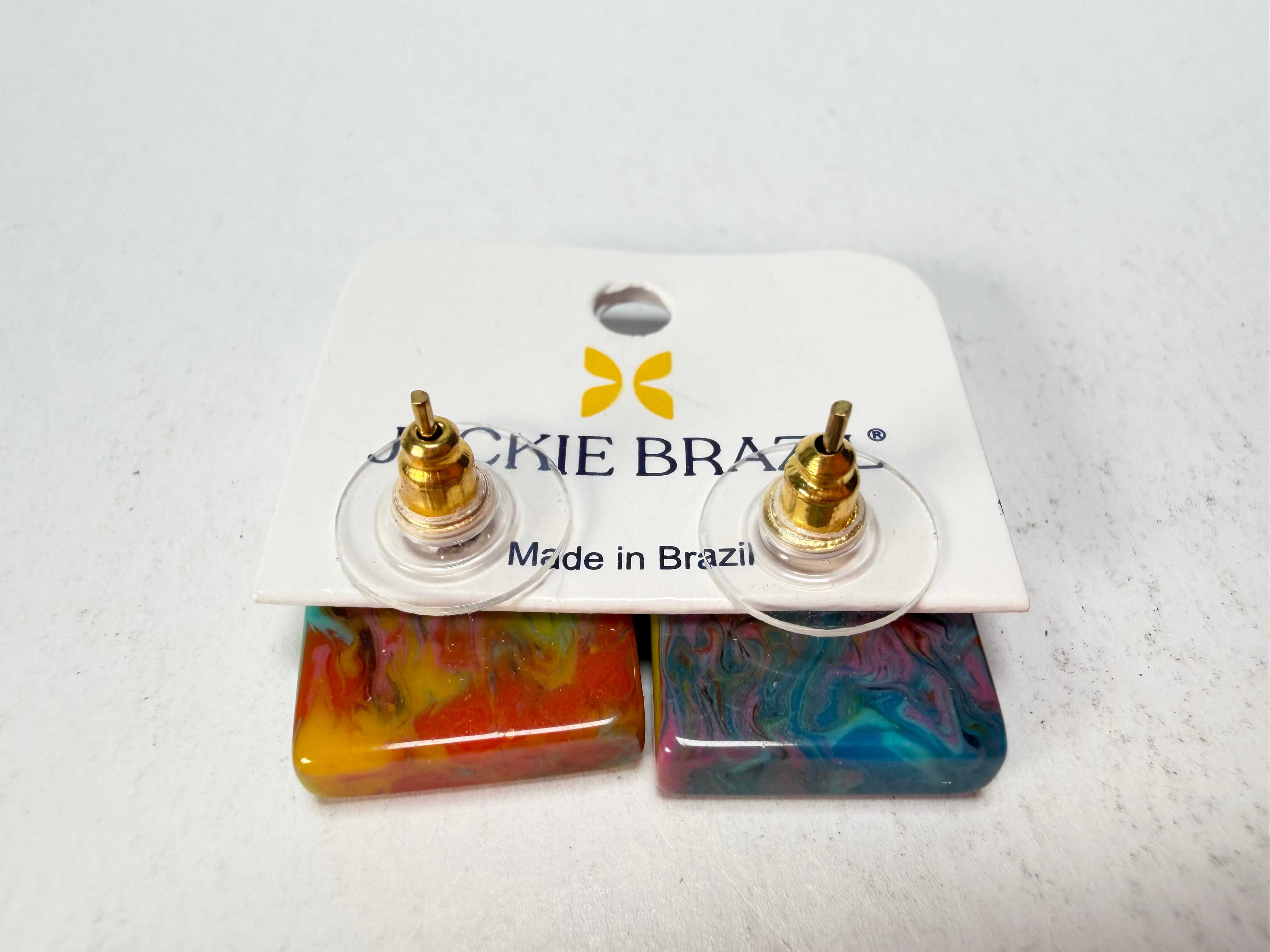 Jackie Brazil "Kandinsky" Small Square Resin Earrings ( E0074 )