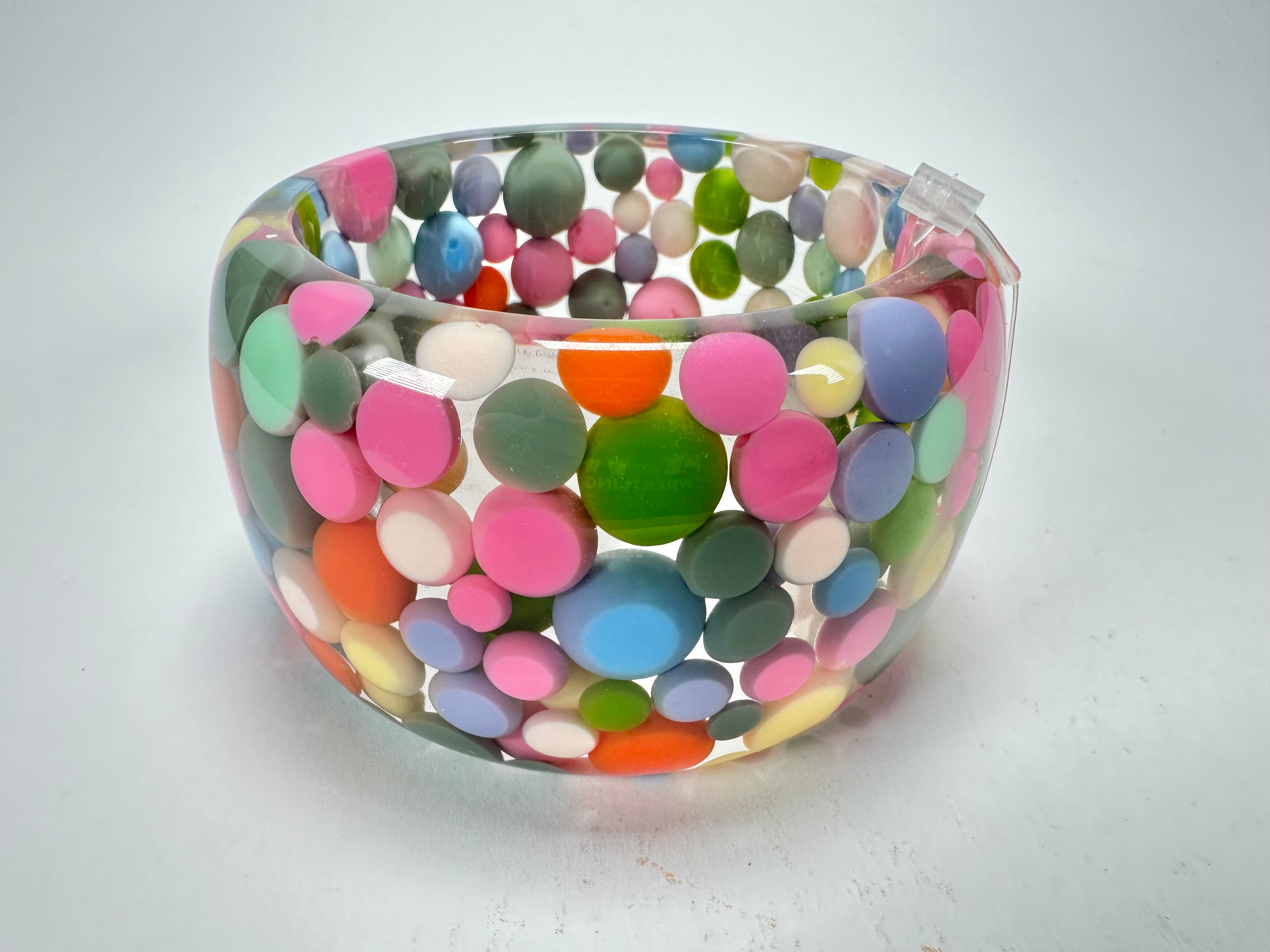 Jackie Brazil "Petit Balls" Spring Mix Spots Solid Round Resin 5cm Bangle ( B2521 )