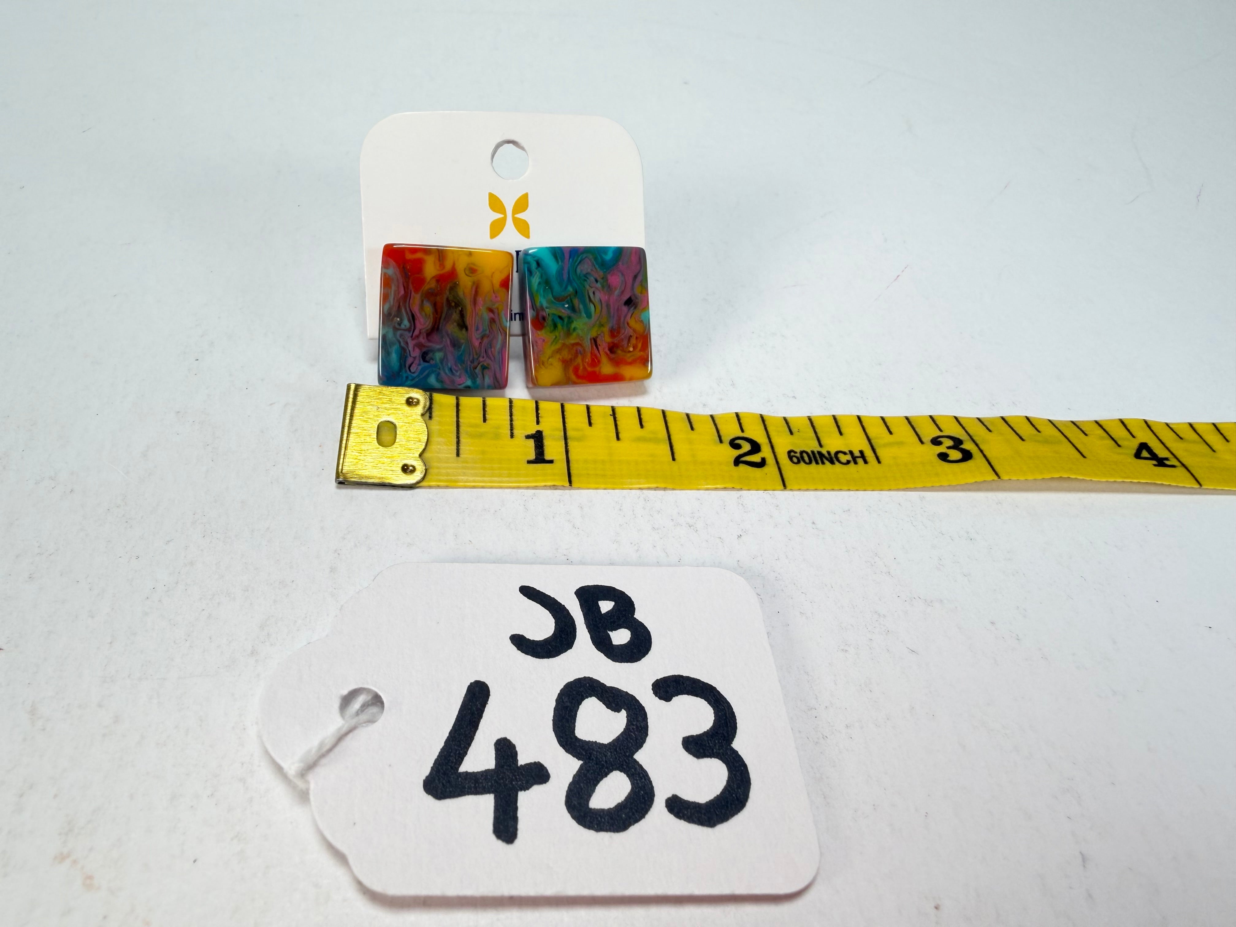 Jackie Brazil "Kandinsky" Small Square Resin Earrings ( E0074 )
