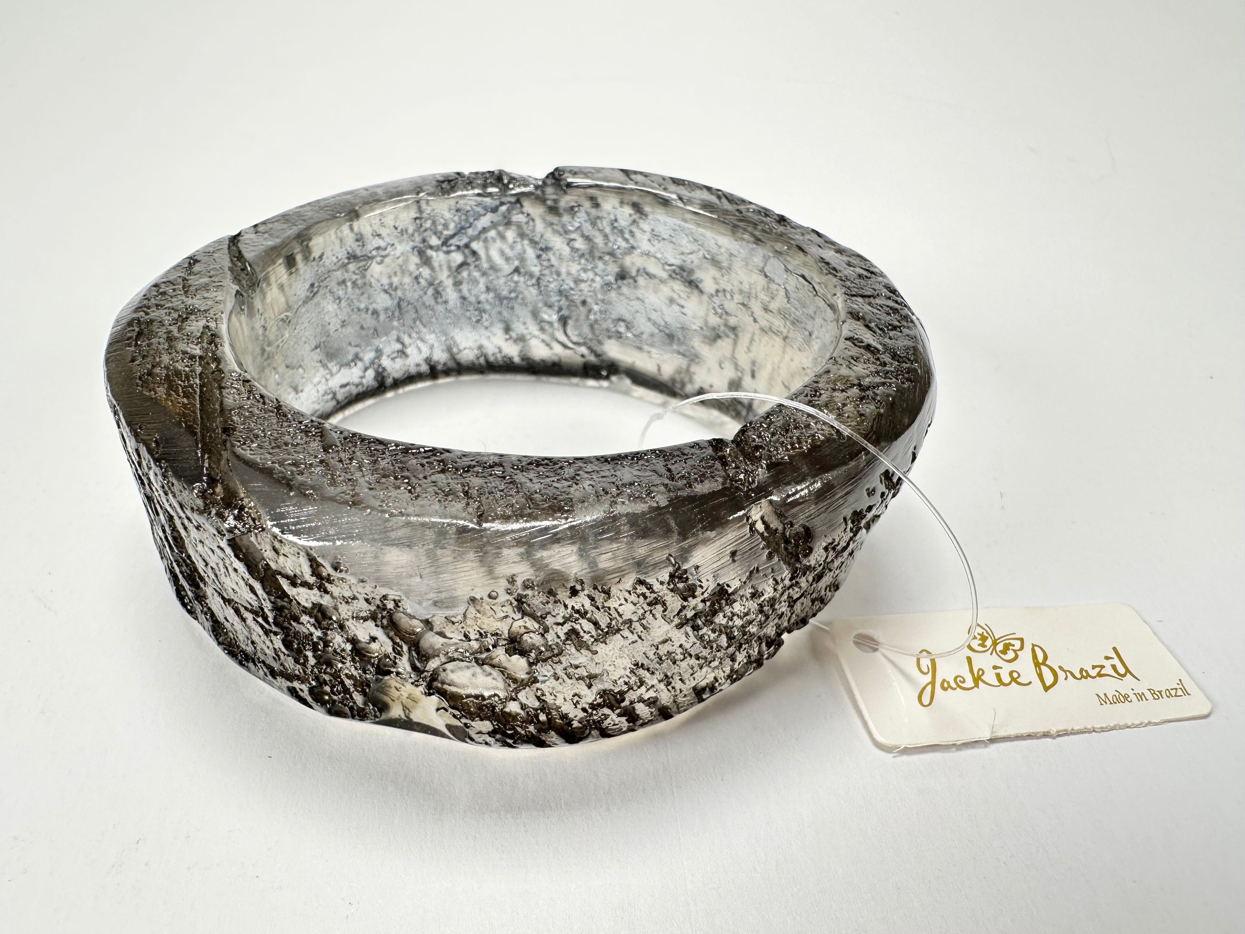 Jackie Brazil "Smoked Crystal" Charcoal Donut Solid Round Medium Bangle ( B2876 )