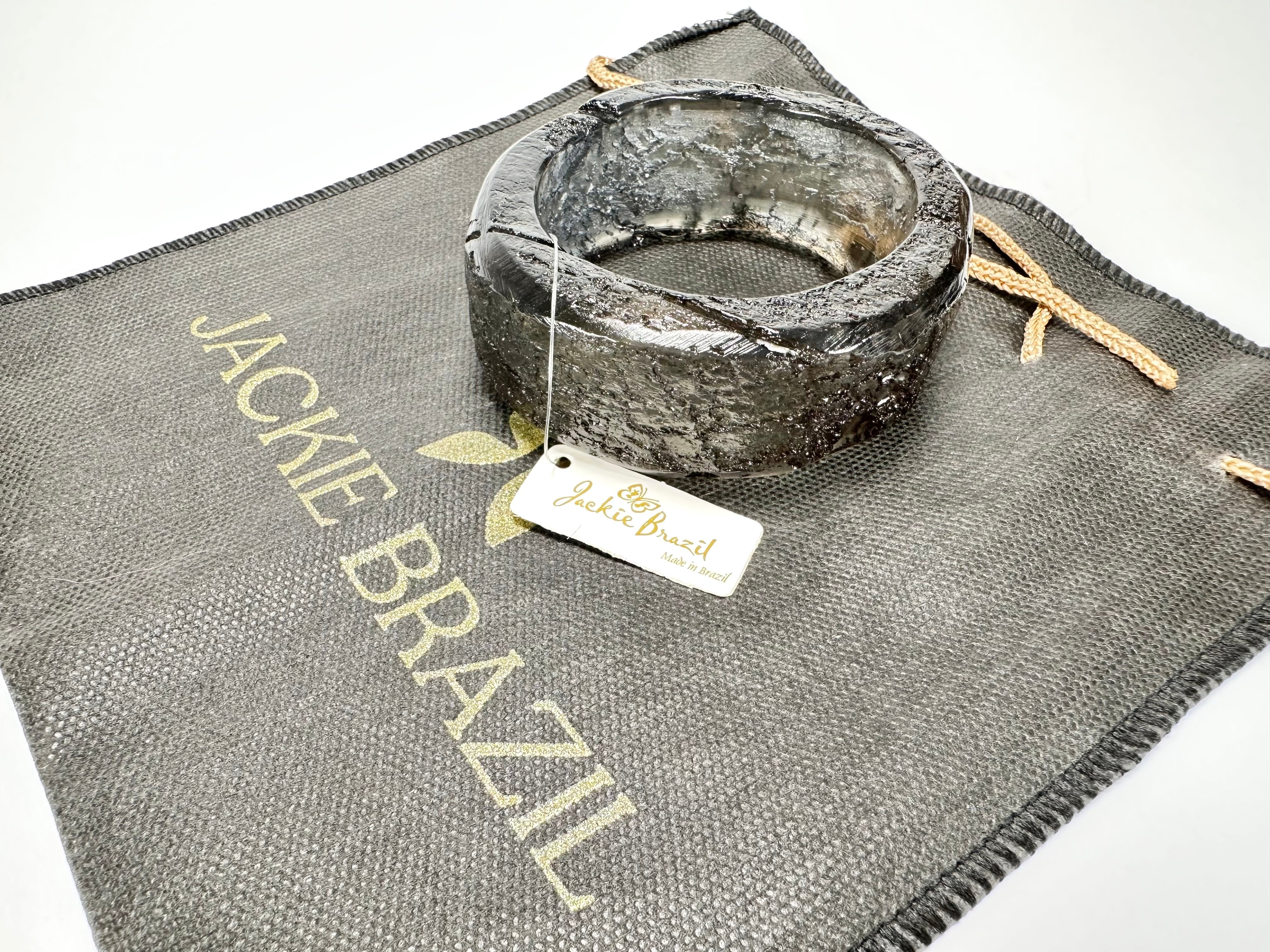 Jackie Brazil "Smoked Crystal" Charcoal Donut Solid Round Medium Bangle ( B2876 )