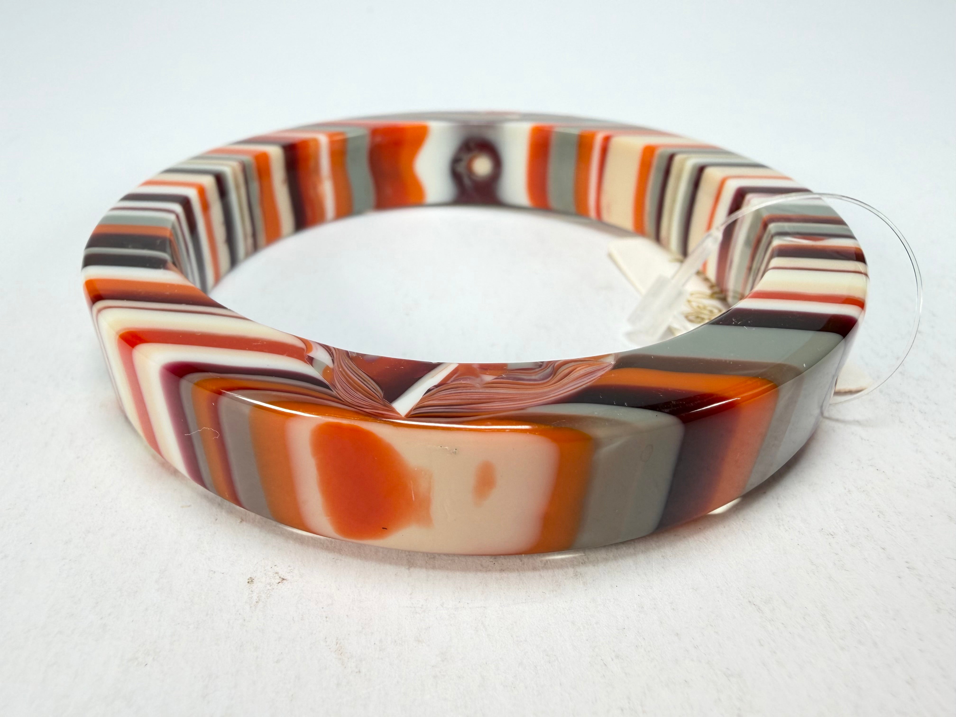 Jackie Brazil "Cat Eye" Liquorice Allsorts with Cat Eye Orange Mix 1.3cm Resin Bangle ( B1034 )