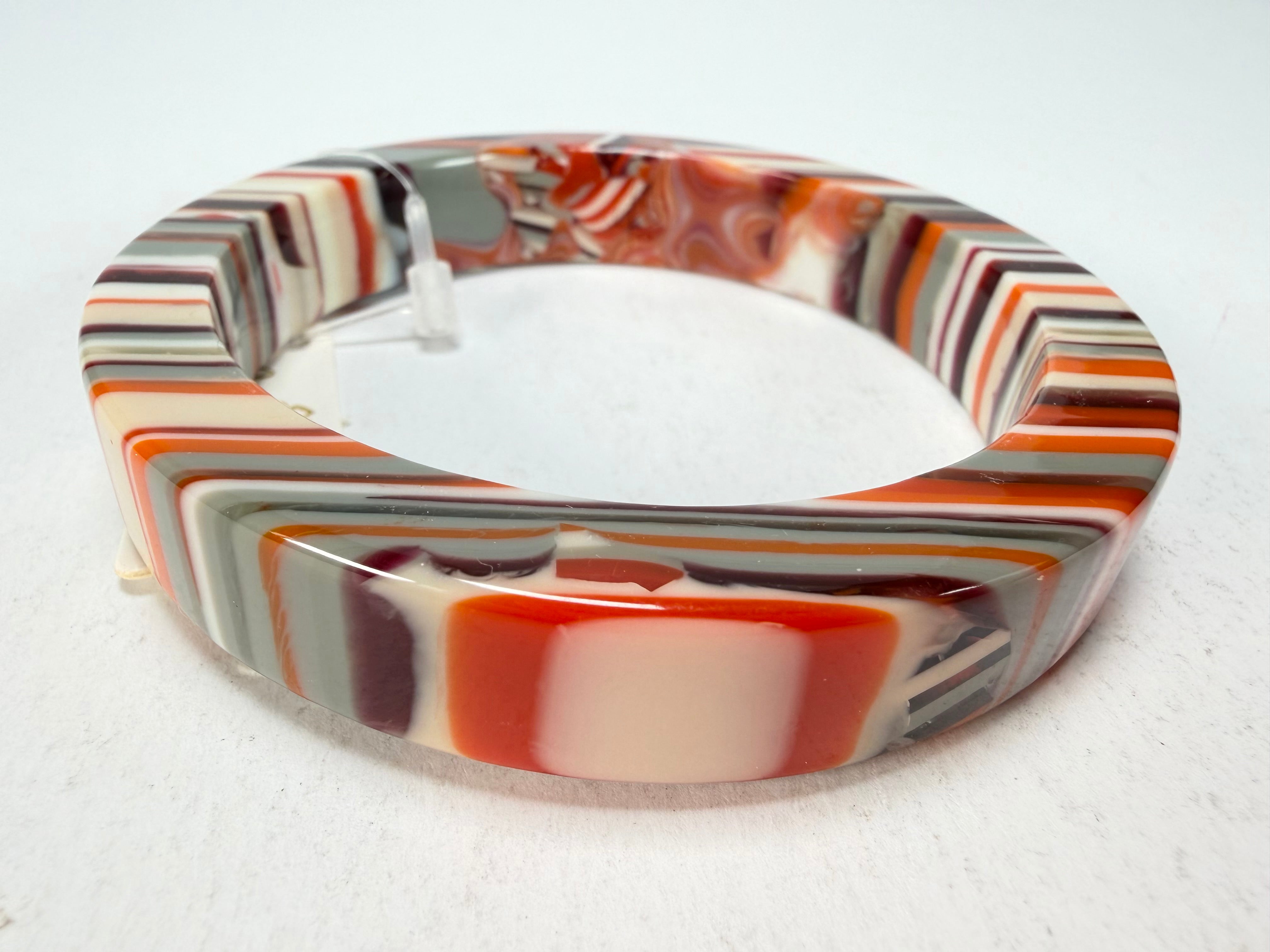 Jackie Brazil "Cat Eye" Liquorice Allsorts with Cat Eye Orange Mix 1.3cm Resin Bangle ( B1034 )