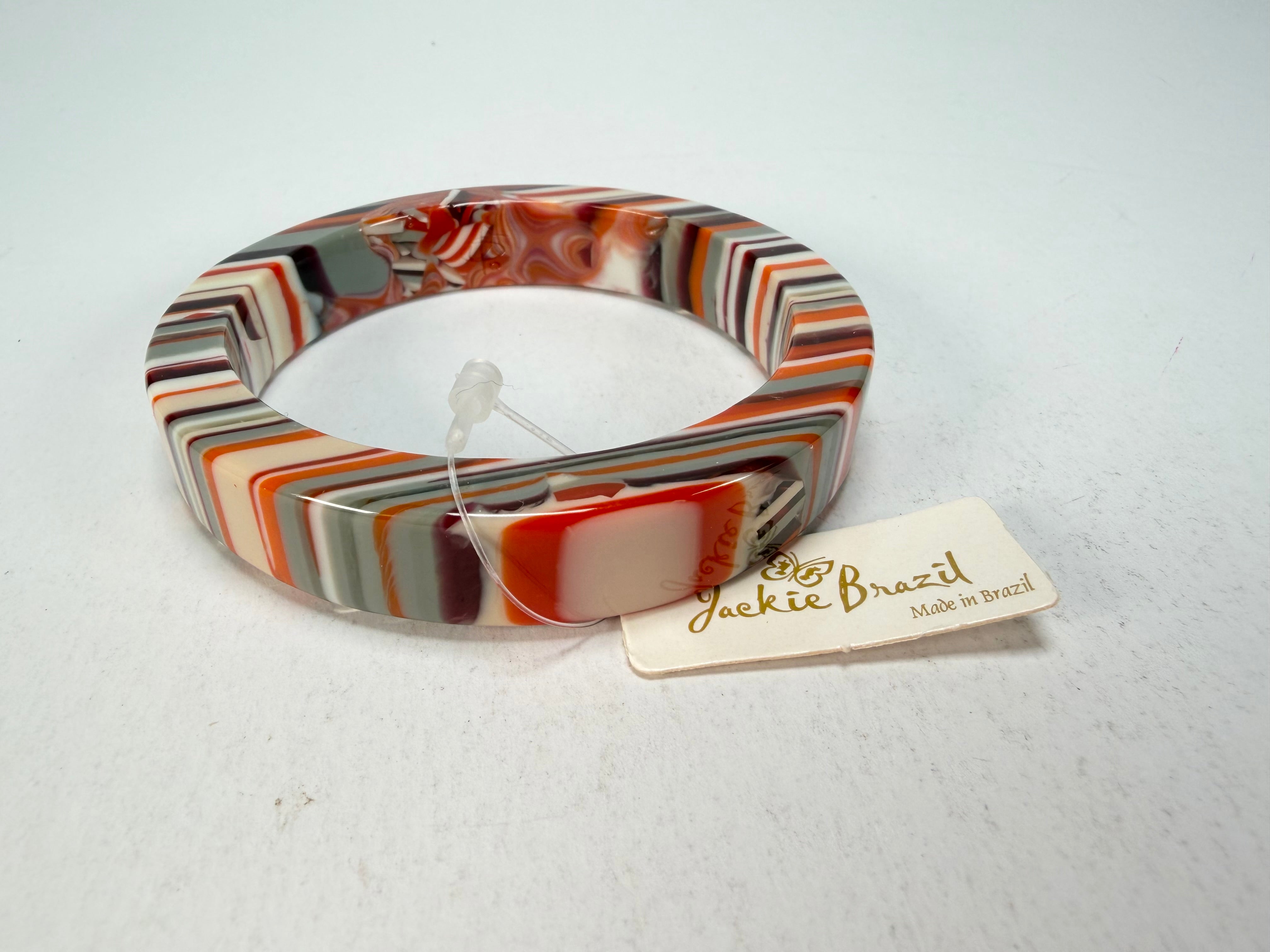 Jackie Brazil "Cat Eye" Liquorice Allsorts with Cat Eye Orange Mix 1.3cm Resin Bangle ( B1034 )
