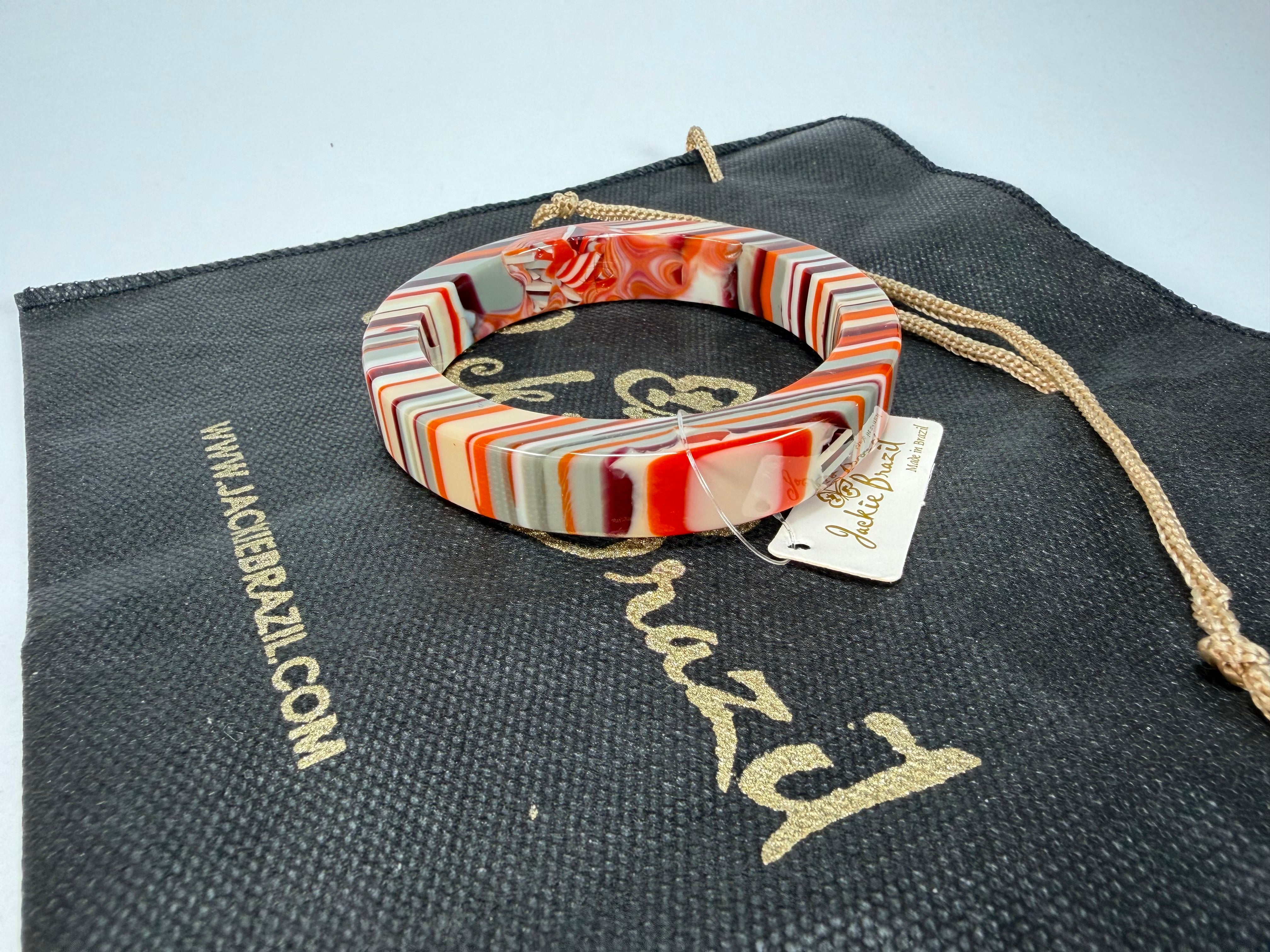 Jackie Brazil "Cat Eye" Liquorice Allsorts with Cat Eye Orange Mix 1.3cm Resin Bangle ( B1034 )