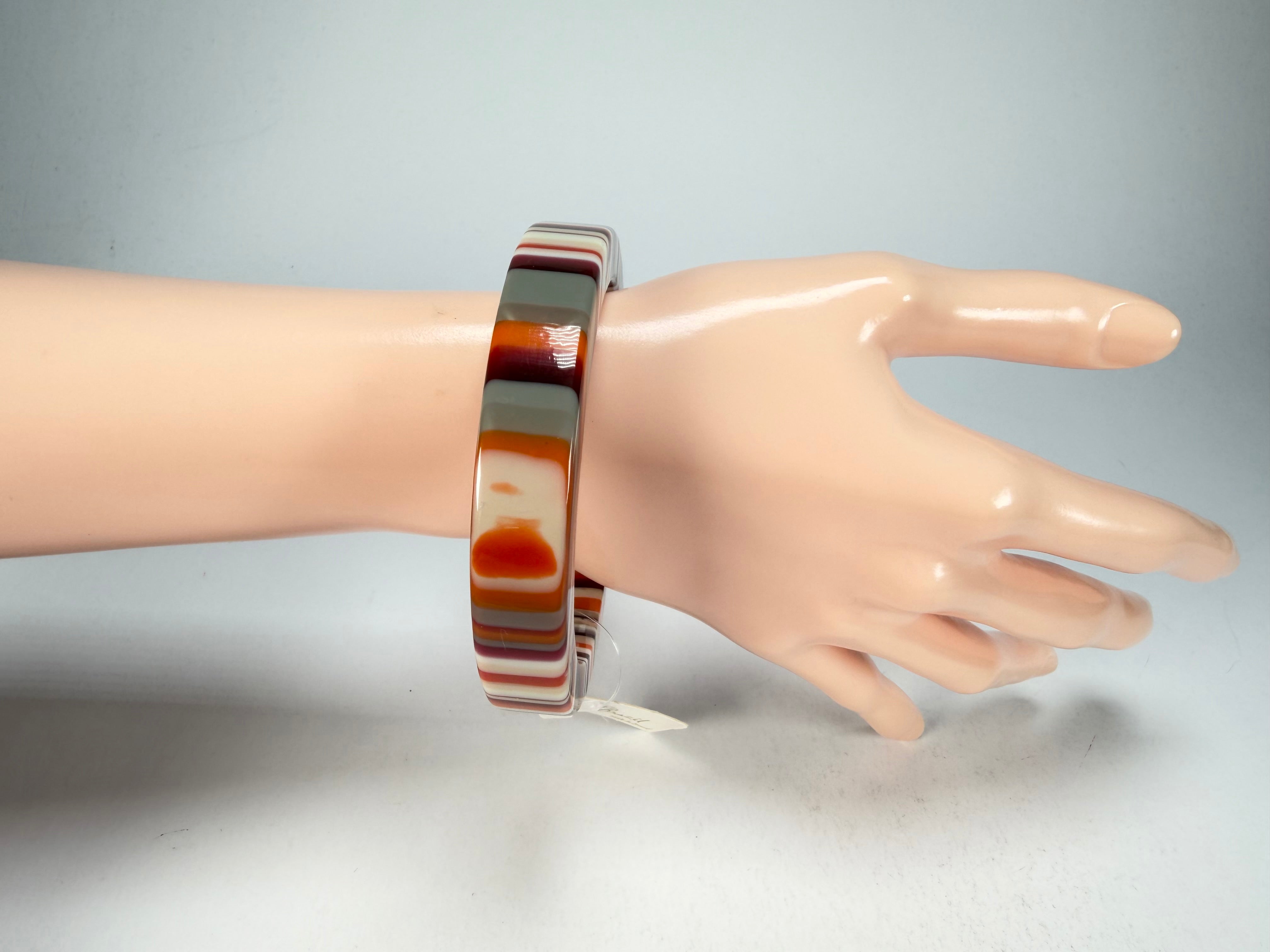 Jackie Brazil "Cat Eye" Liquorice Allsorts with Cat Eye Orange Mix 1.3cm Resin Bangle ( B1034 )