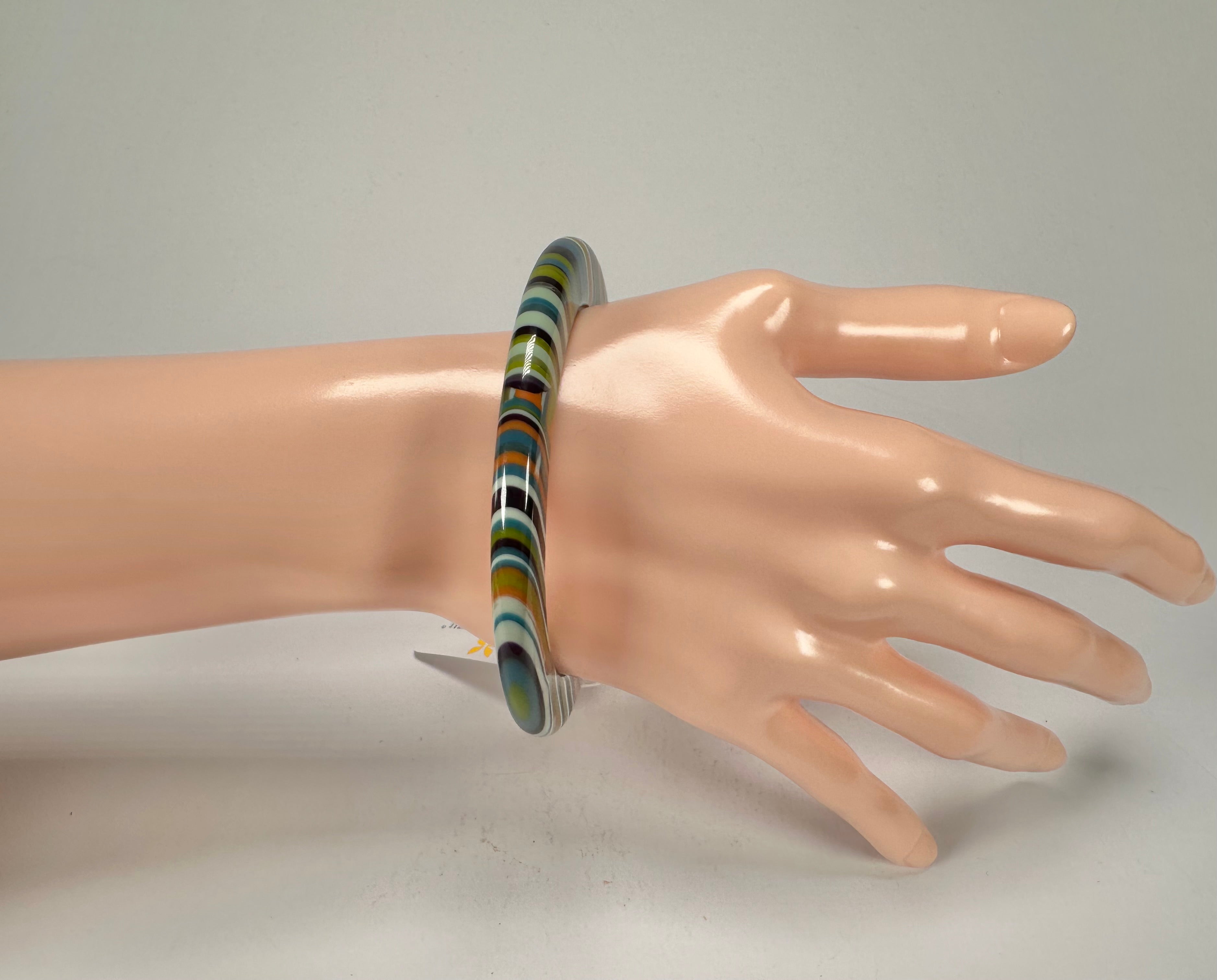 Jackie Brazil "Olympic Circles" Liquorice Allsorts Winter Colour 0.5cm Resin Bangle ( B2336 )