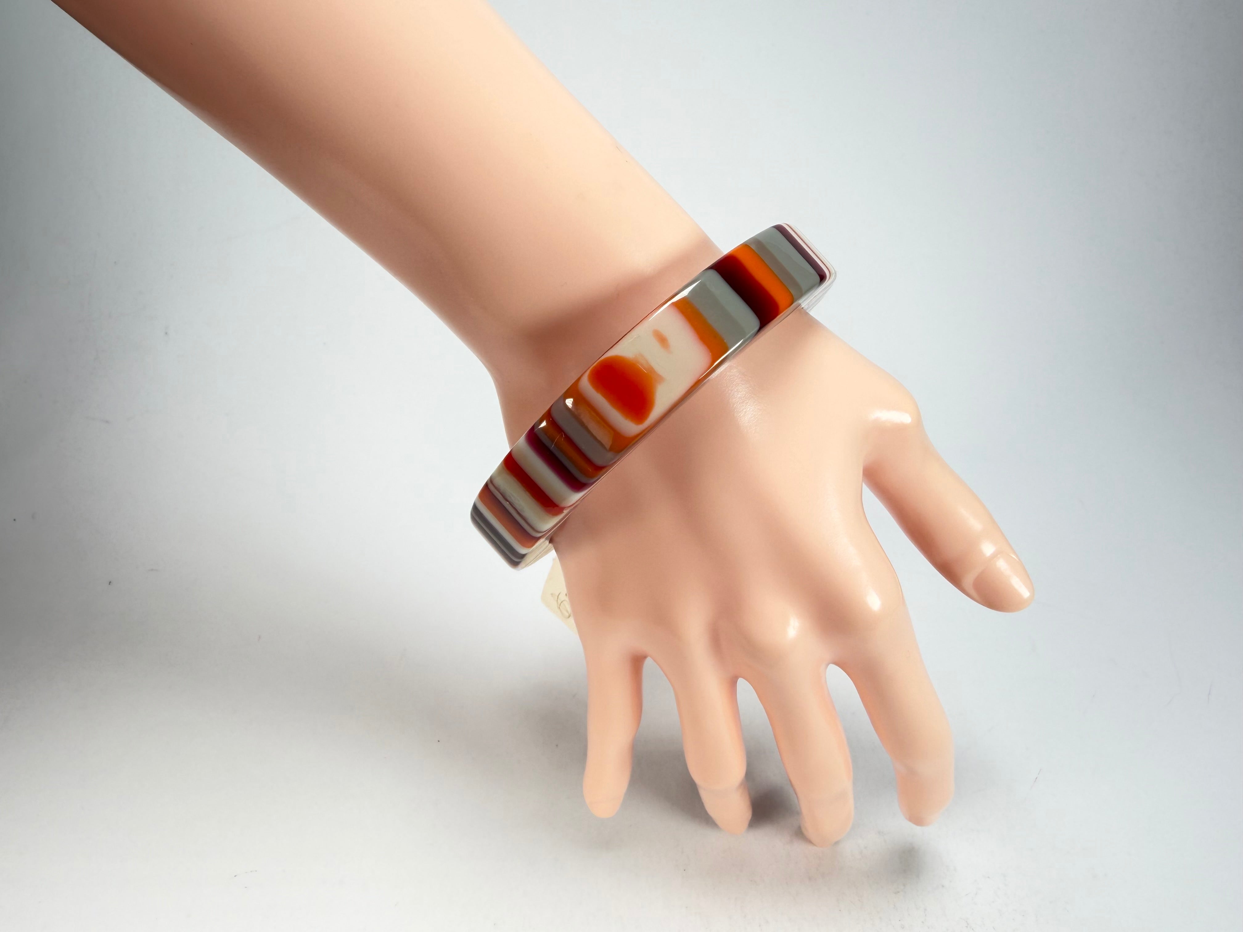 Jackie Brazil "Cat Eye" Liquorice Allsorts with Cat Eye Orange Mix 1.3cm Resin Bangle ( B1034 )