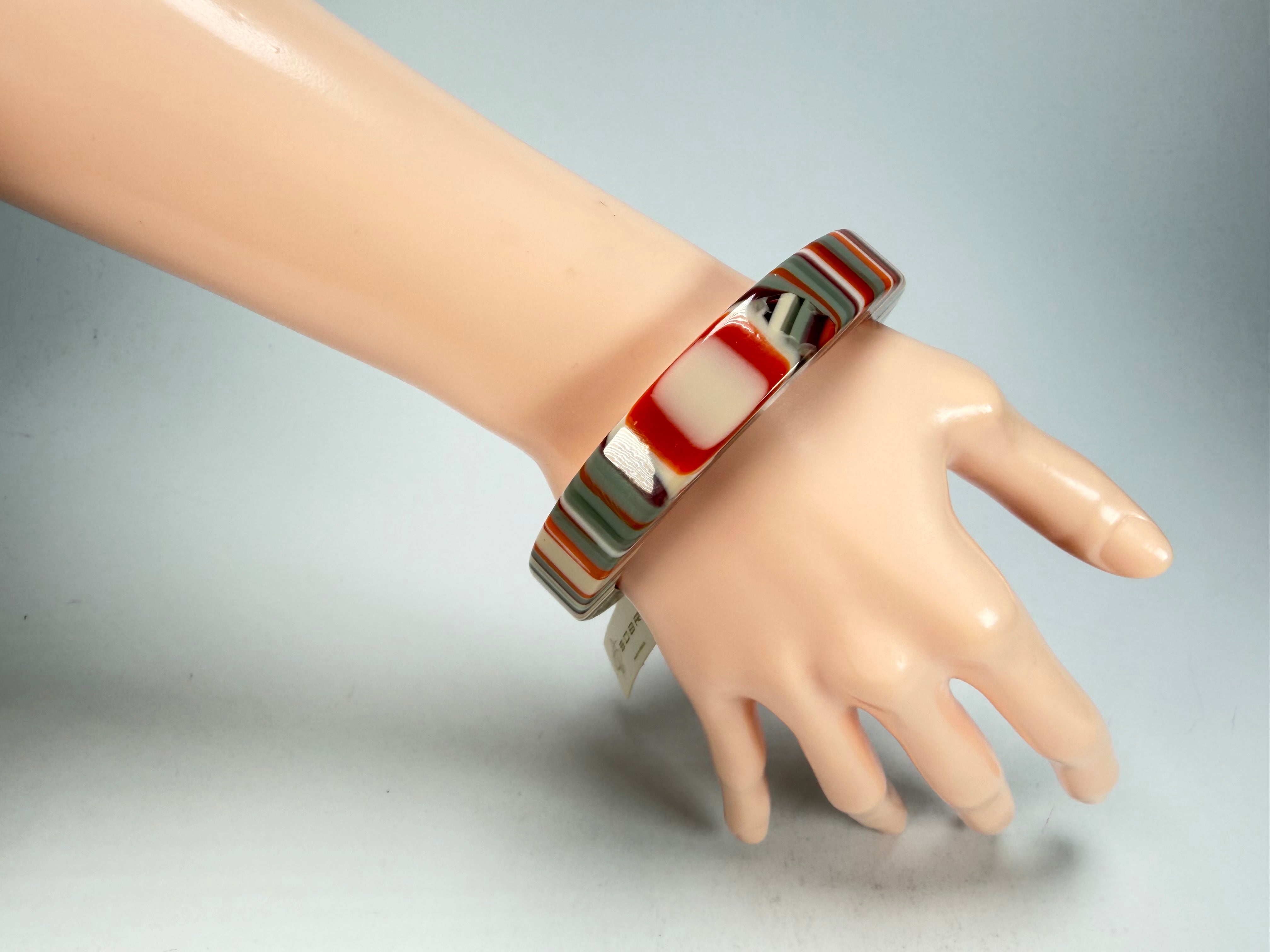 Jackie Brazil "Cat Eye" Liquorice Allsorts with Cat Eye Orange Mix 1.3cm Resin Bangle ( B1034 )