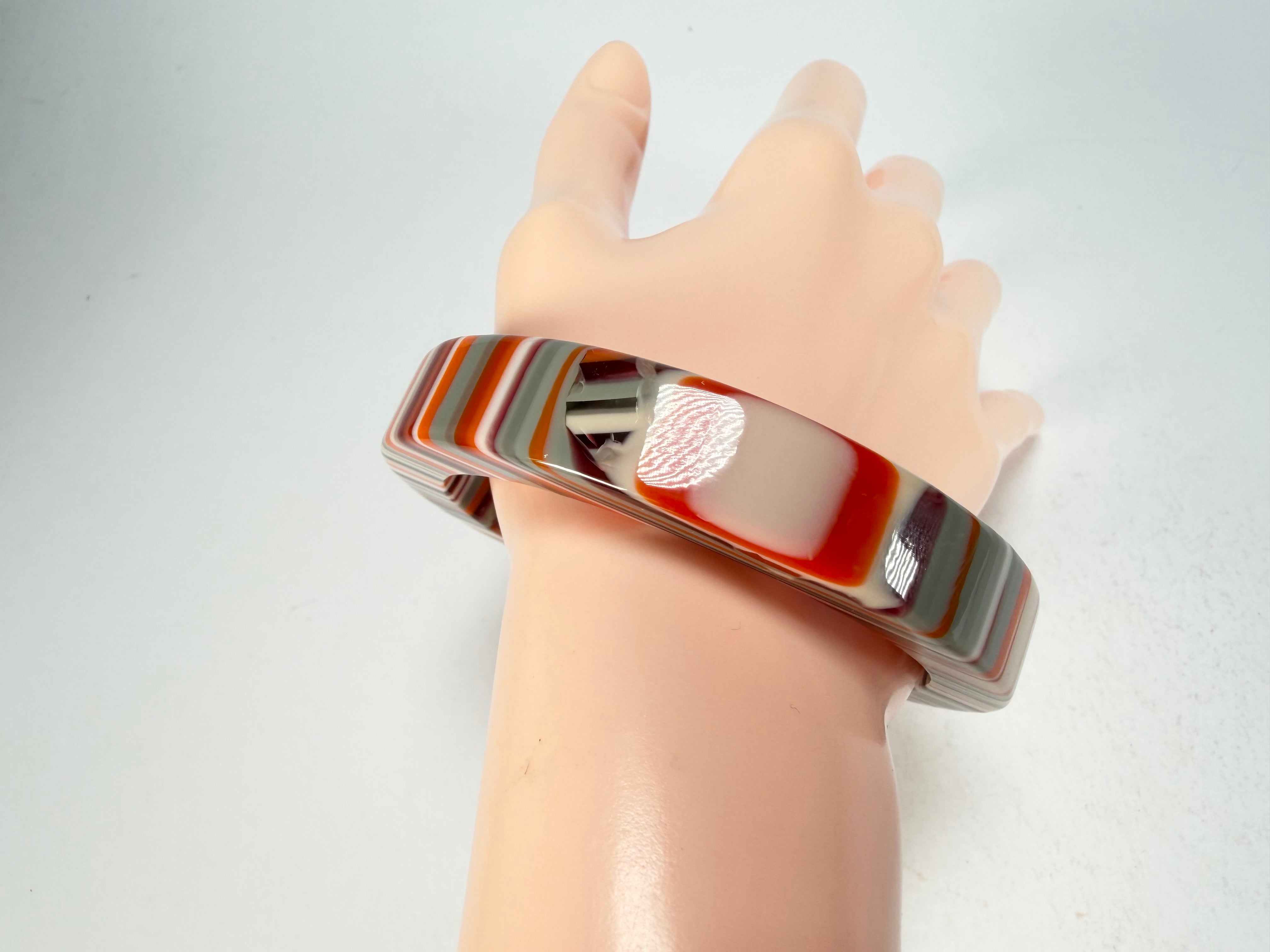 Jackie Brazil "Cat Eye" Liquorice Allsorts with Cat Eye Orange Mix 1.3cm Resin Bangle ( B1034 )