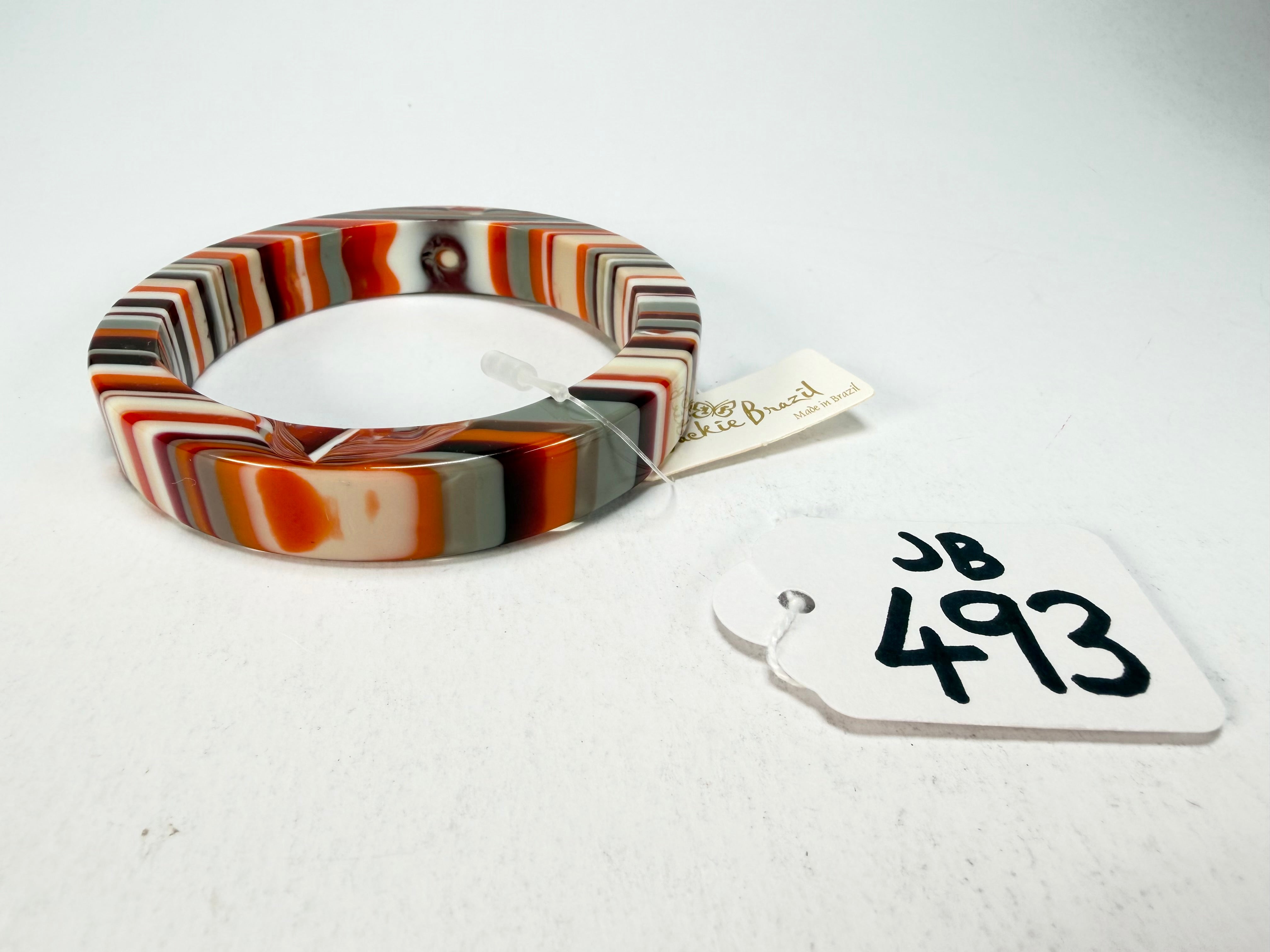Jackie Brazil "Cat Eye" Liquorice Allsorts with Cat Eye Orange Mix 1.3cm Resin Bangle ( B1034 )