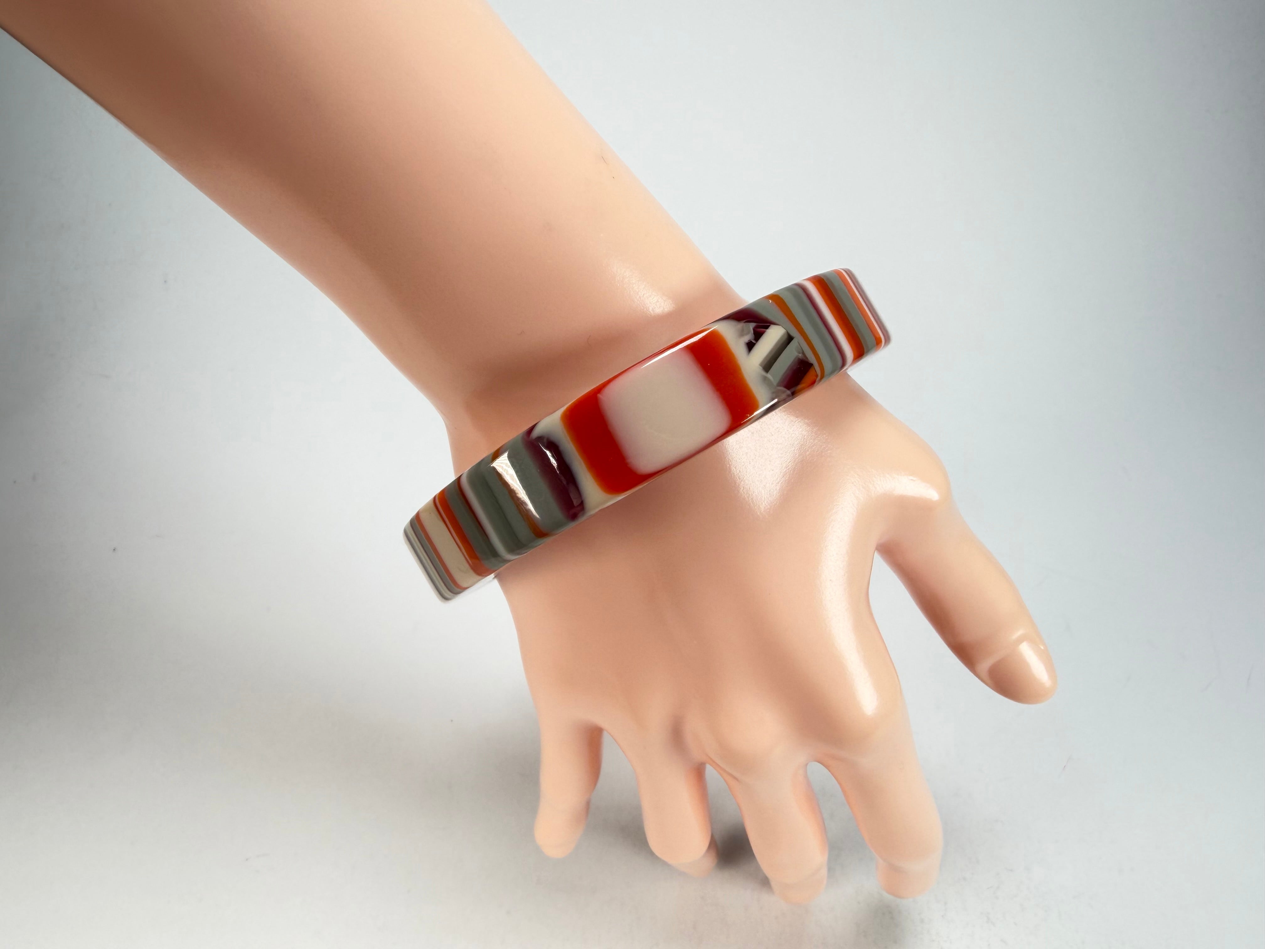 Jackie Brazil "Cat Eye" Liquorice Allsorts with Cat Eye Orange Mix 1.3cm Resin Bangle ( B1034 )