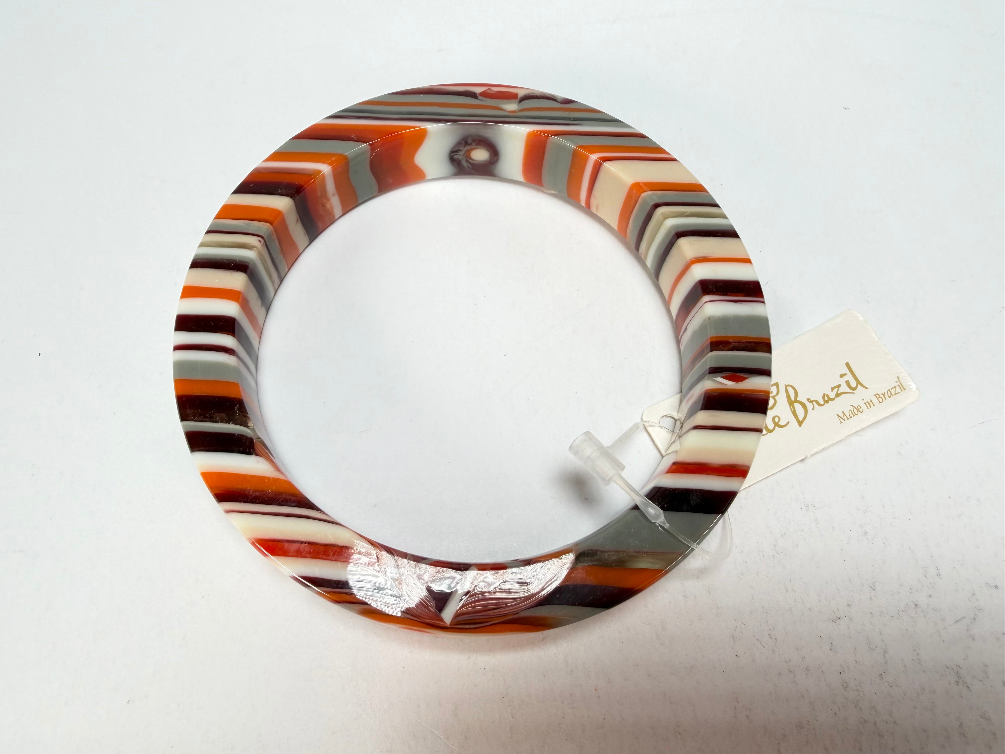 Jackie Brazil "Cat Eye" Liquorice Allsorts with Cat Eye Orange Mix 1.3cm Resin Bangle ( B1034 )