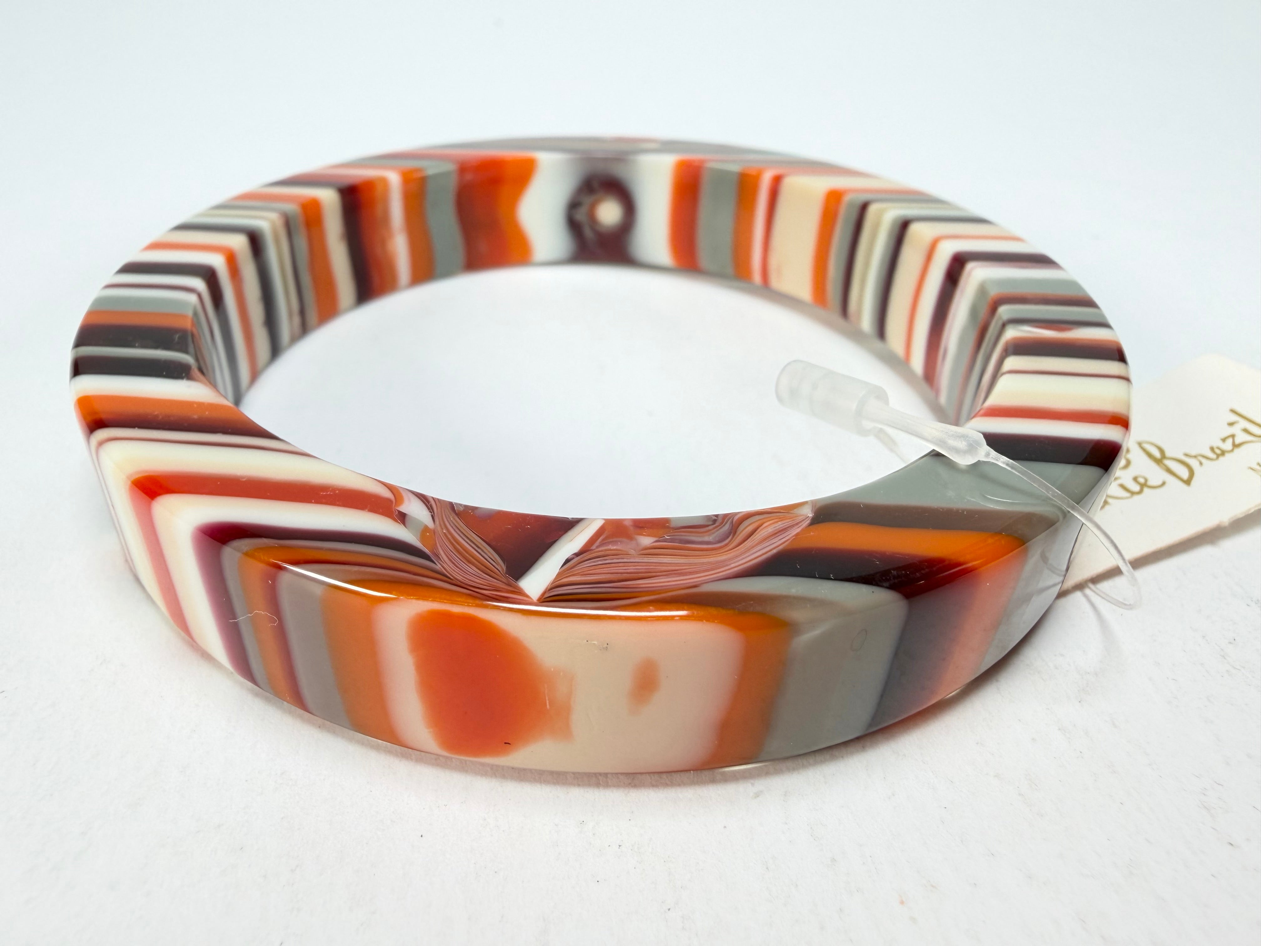 Jackie Brazil "Cat Eye" Liquorice Allsorts with Cat Eye Orange Mix 1.3cm Resin Bangle ( B1034 )