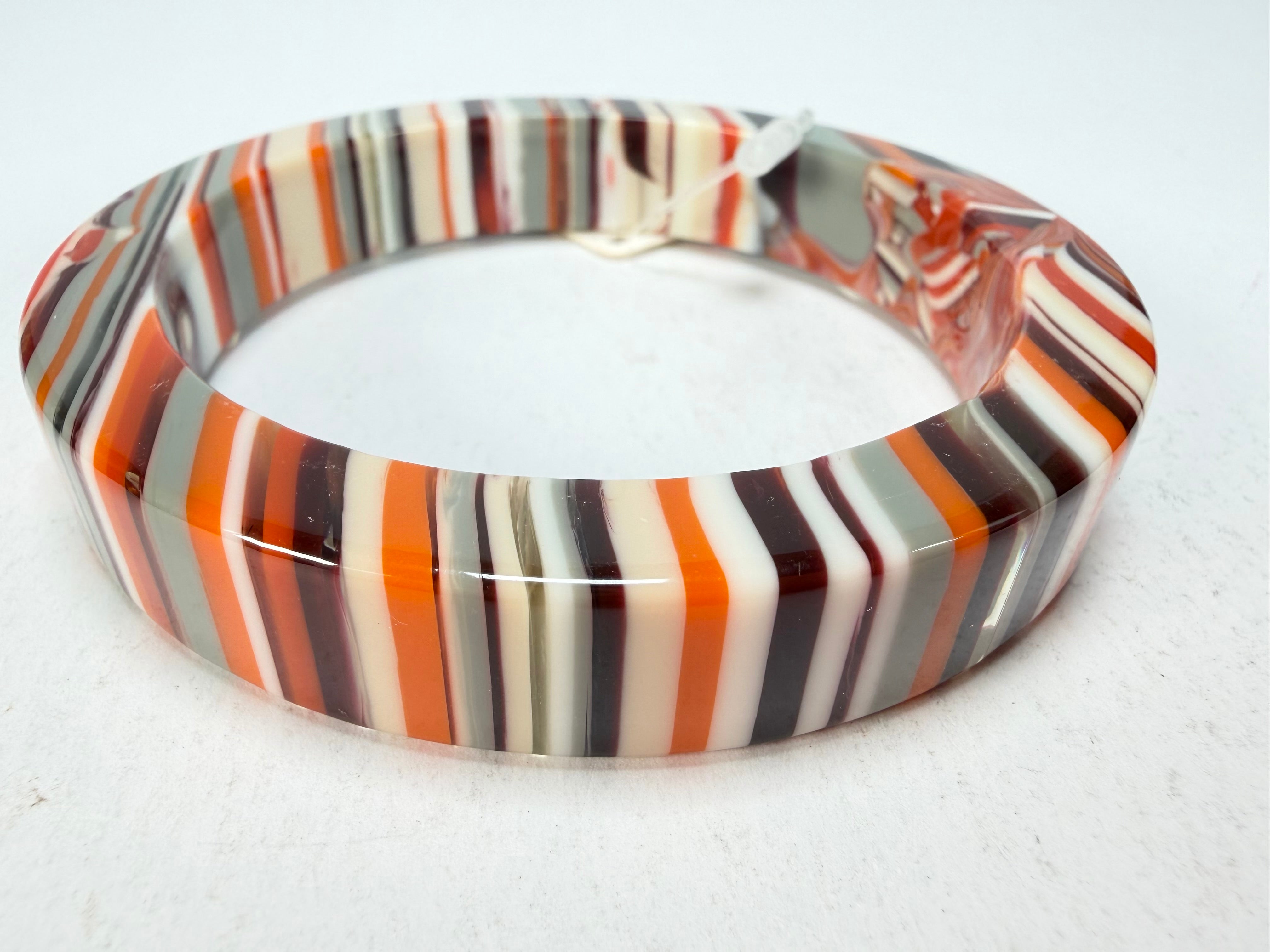 Jackie Brazil "Cat Eye" Liquorice Allsorts with Cat Eye Orange Mix 1.3cm Resin Bangle ( B1034 )