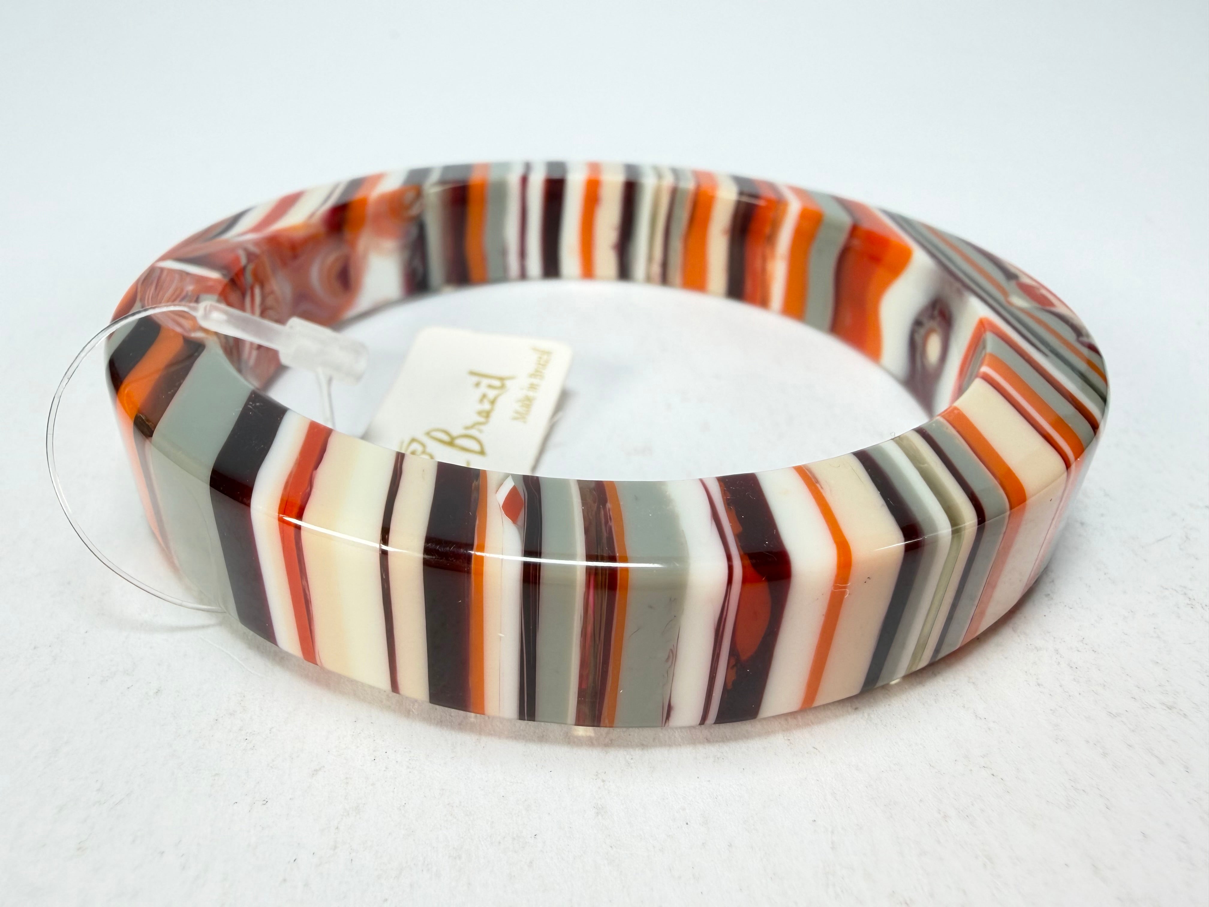 Jackie Brazil "Cat Eye" Liquorice Allsorts with Cat Eye Orange Mix 1.3cm Resin Bangle ( B1034 )