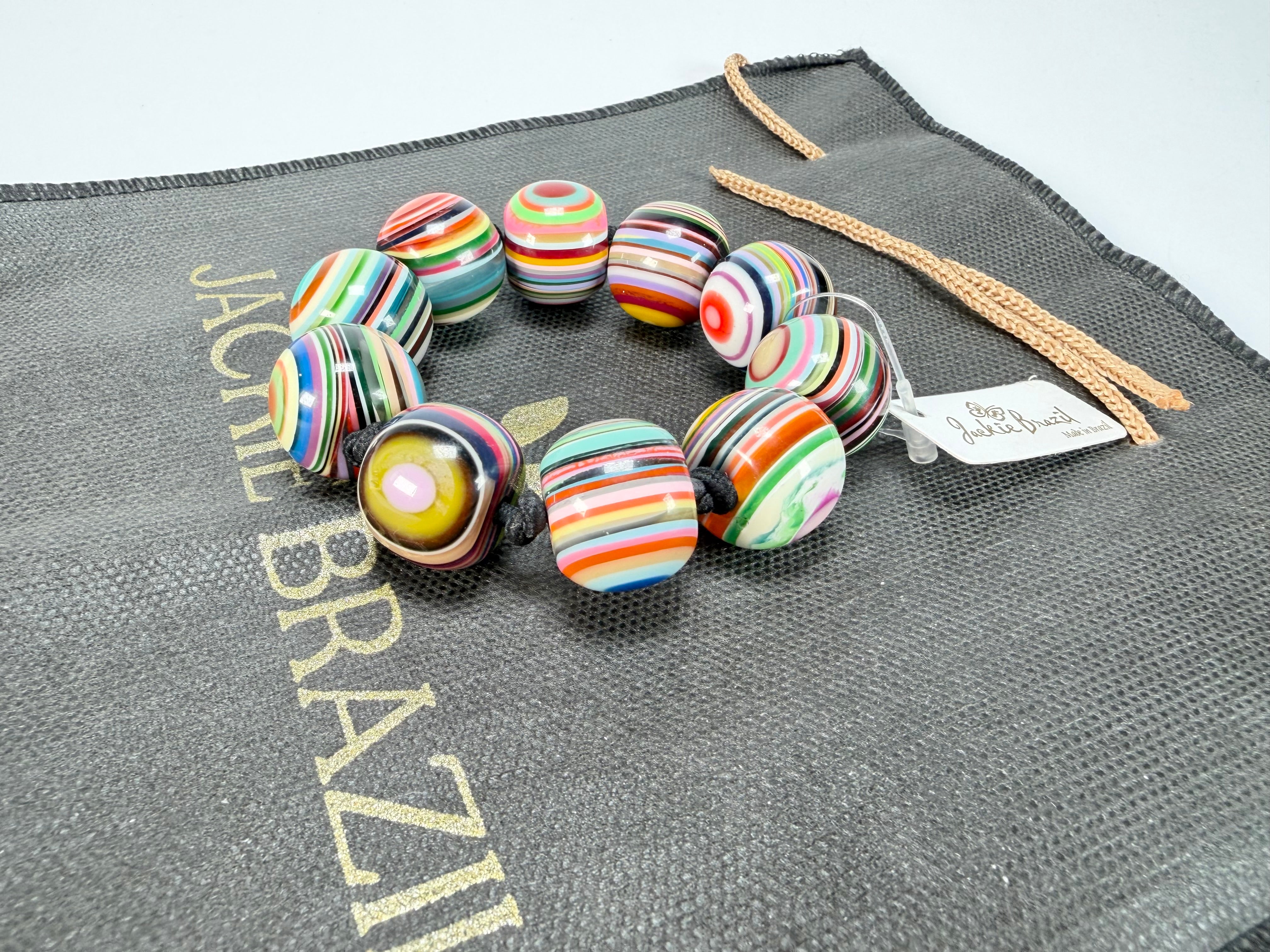 Jackie Brazil "Cat Eyes" Liquorice Allsorts Balls Mix Colours Resin Bracelet ( B0885 )