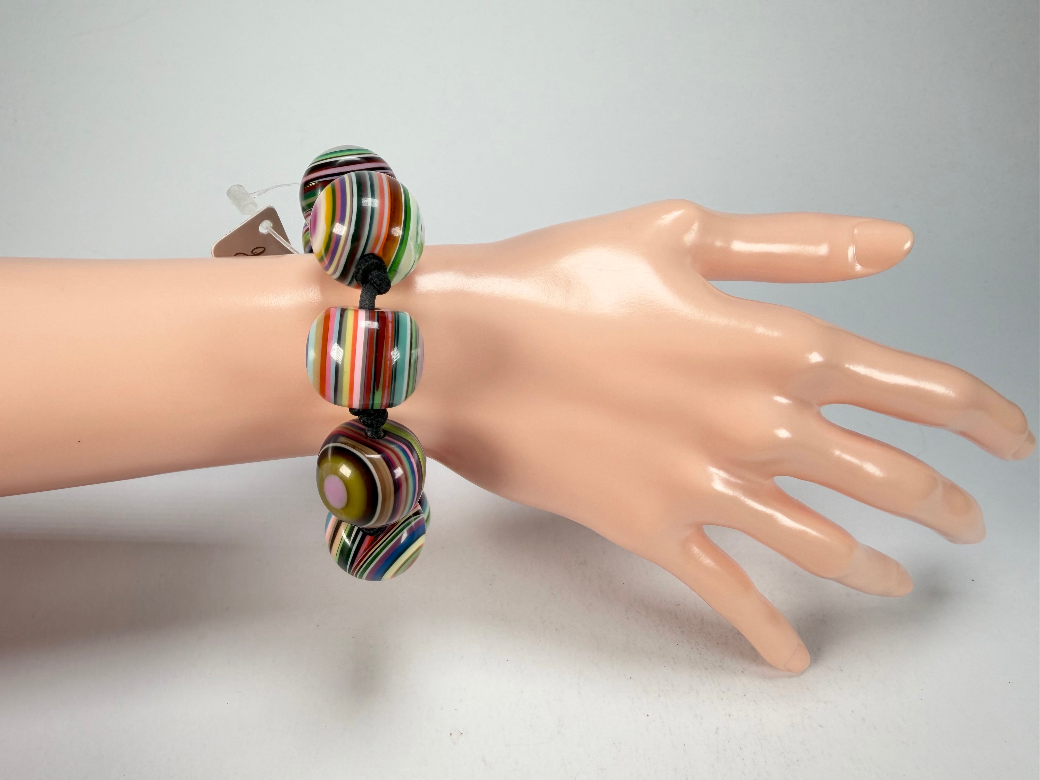 Jackie Brazil "Cat Eyes" Liquorice Allsorts Balls Mix Colours Resin Bracelet ( B0885 )