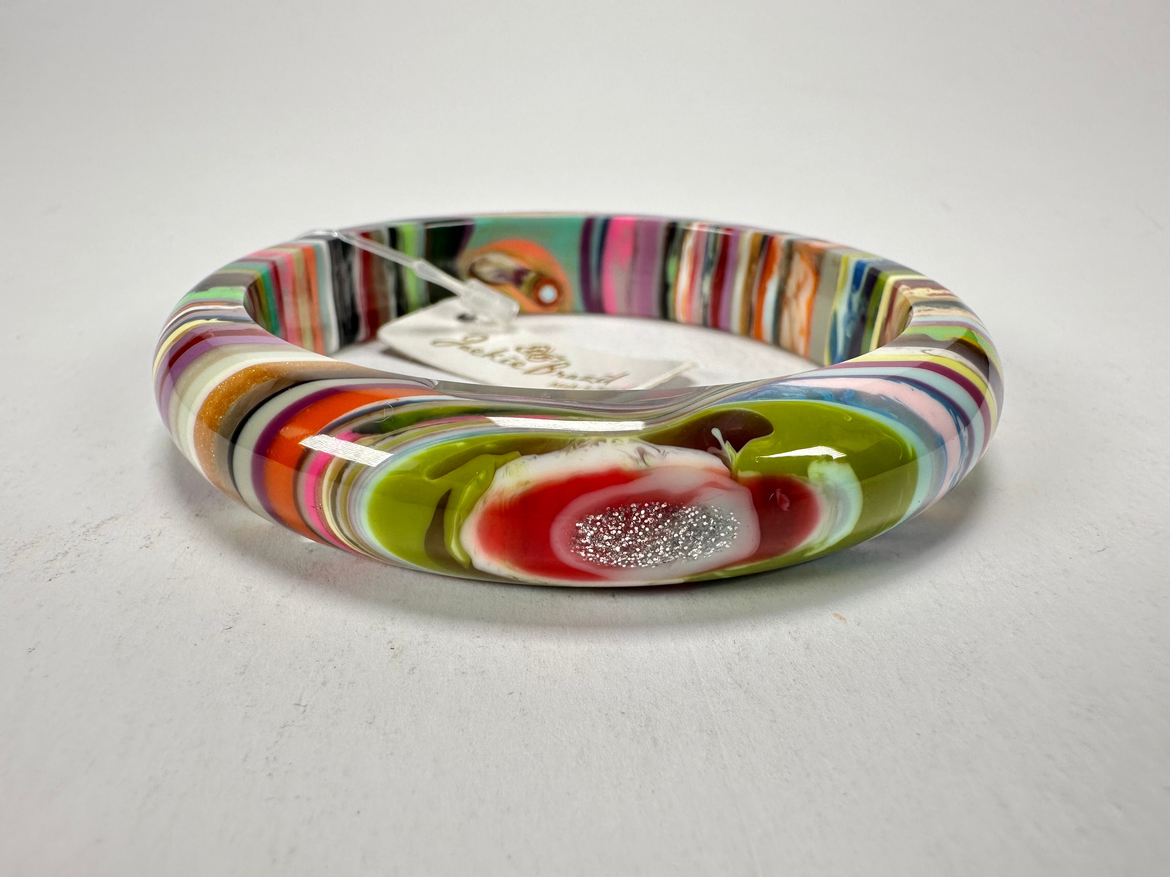 Jackie Brazil "Thin Cat Eye" Liquorice Allsorts with Cat Eye Mix Colours 1.3cm Resin Bangle ( B1151 )