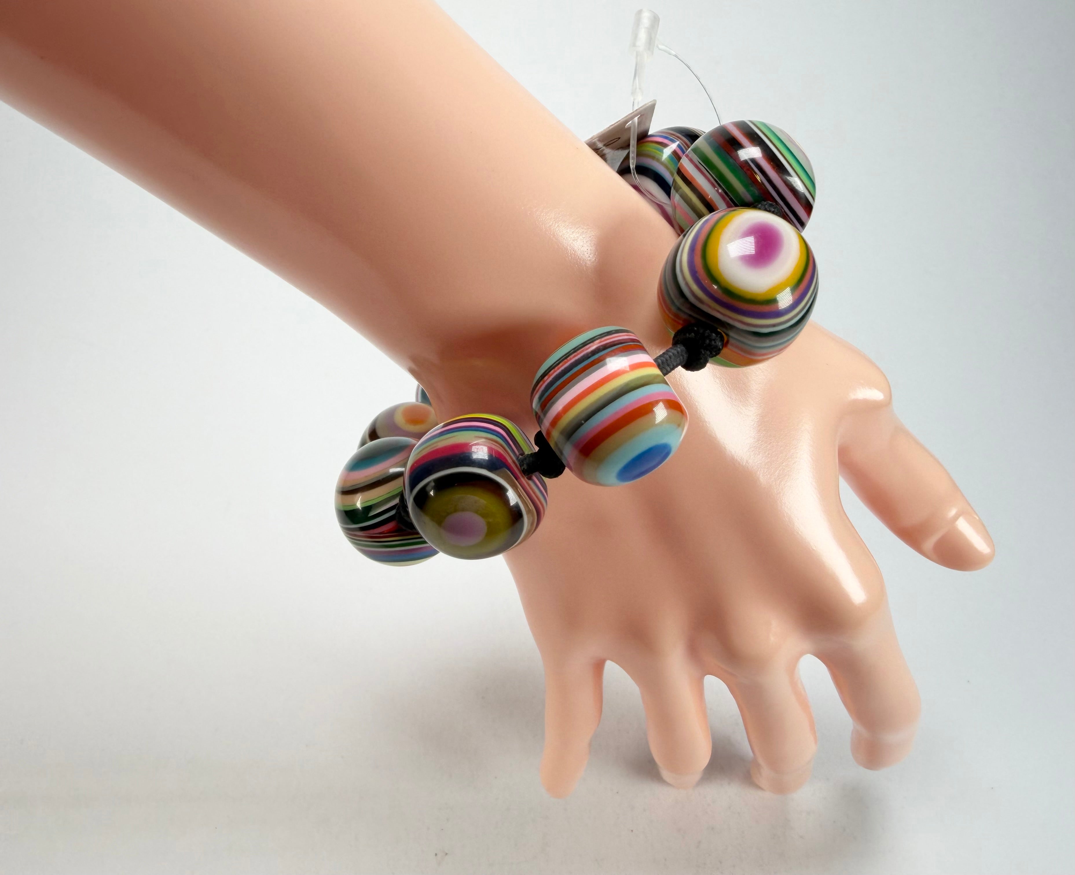 Jackie Brazil "Cat Eyes" Liquorice Allsorts Balls Mix Colours Resin Bracelet ( B0885 )