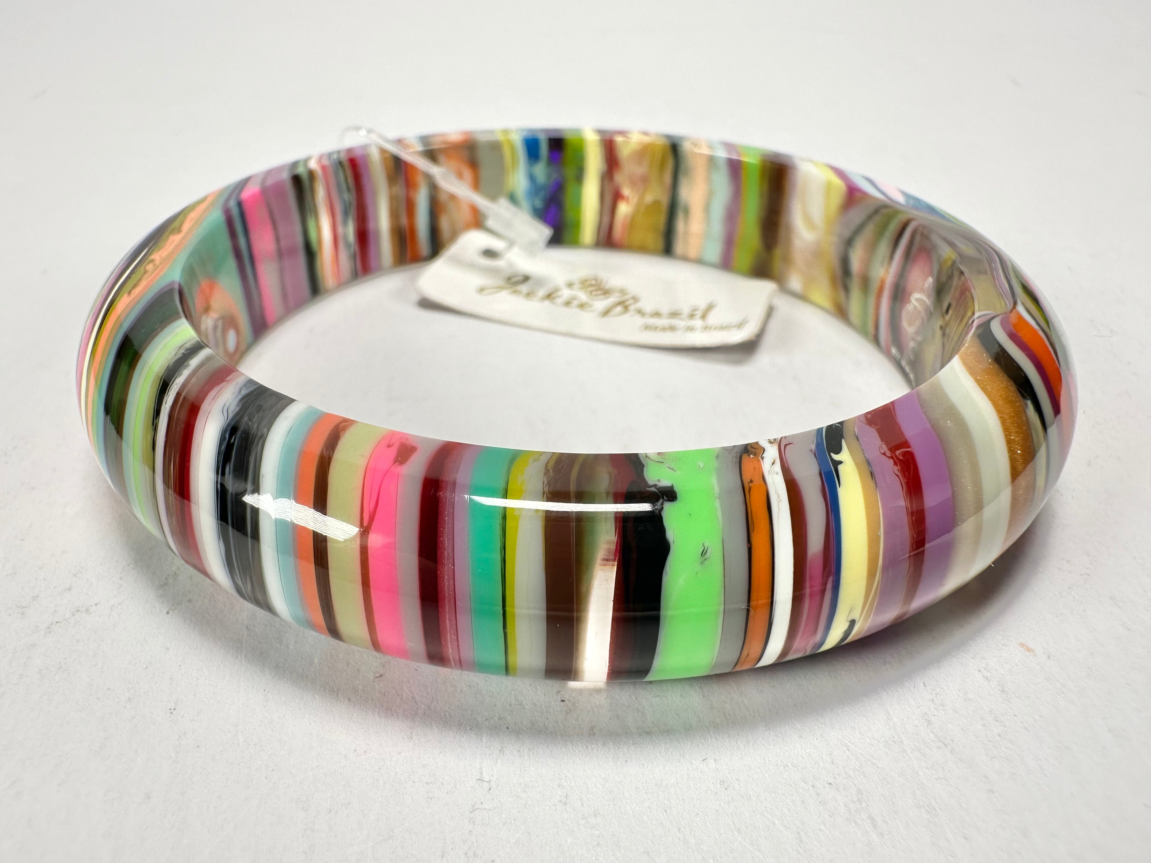 Jackie Brazil "Thin Cat Eye" Liquorice Allsorts with Cat Eye Mix Colours 1.3cm Resin Bangle ( B1151 )