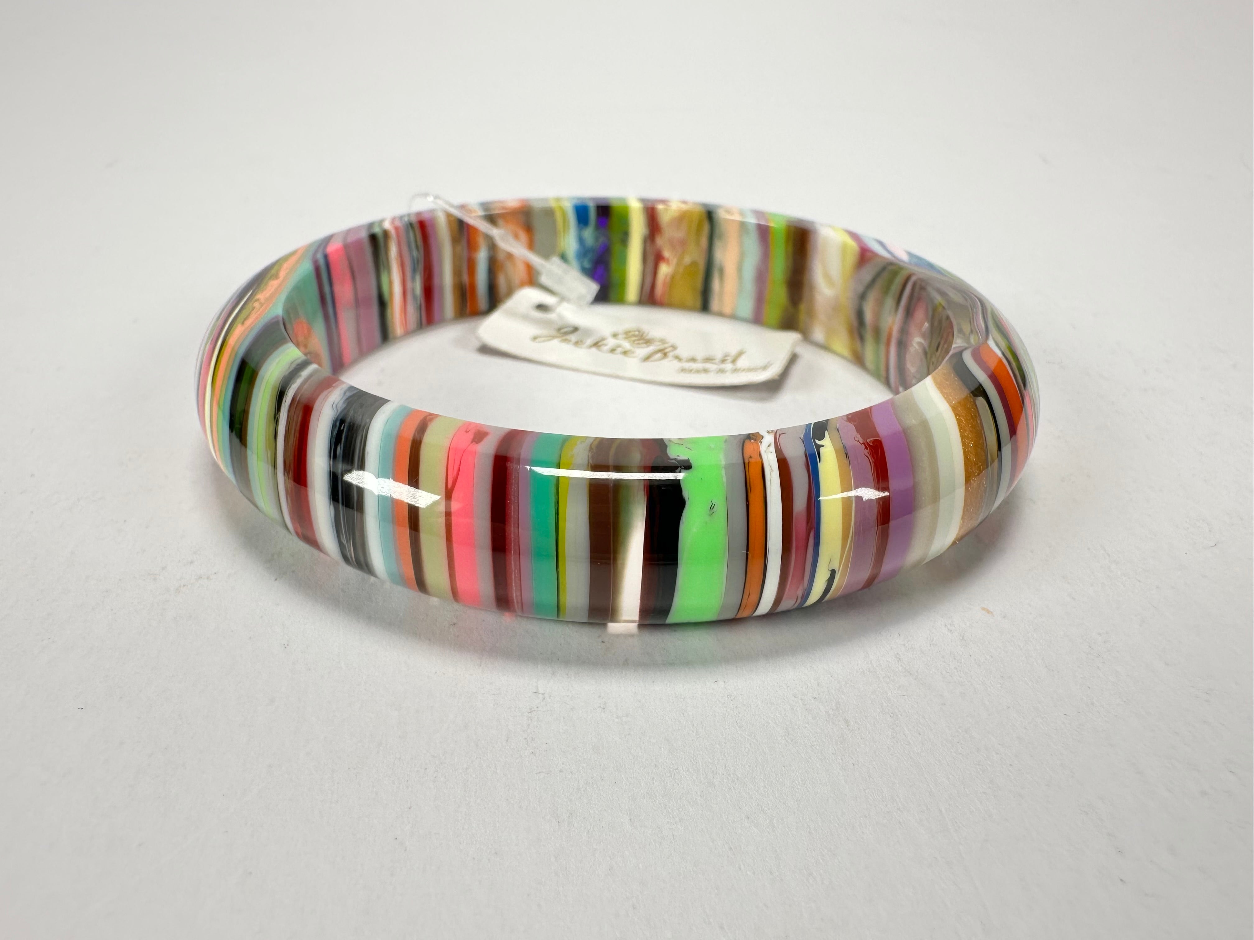 Jackie Brazil "Thin Cat Eye" Liquorice Allsorts with Cat Eye Mix Colours 1.3cm Resin Bangle ( B1151 )