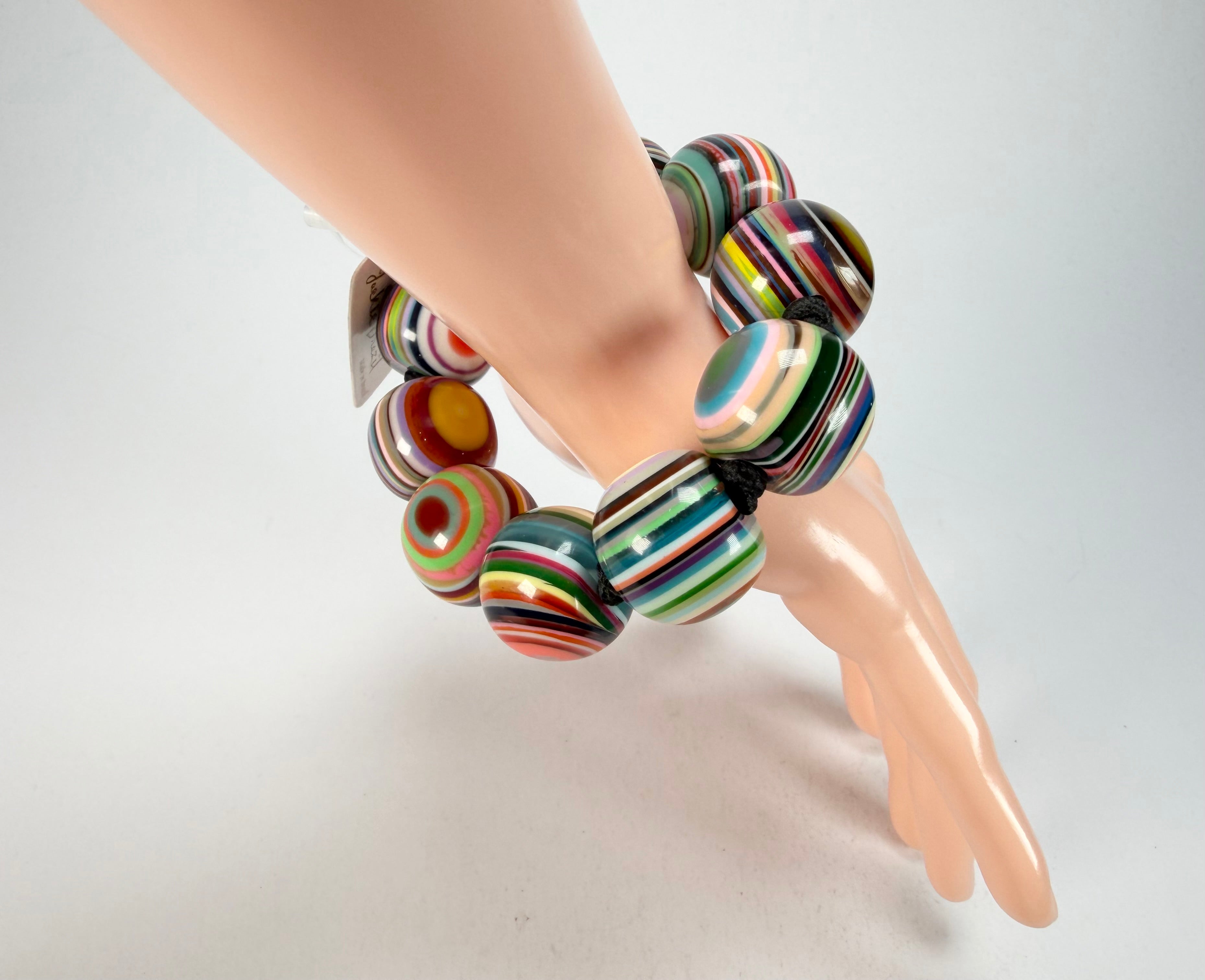 Jackie Brazil "Cat Eyes" Liquorice Allsorts Balls Mix Colours Resin Bracelet ( B0885 )