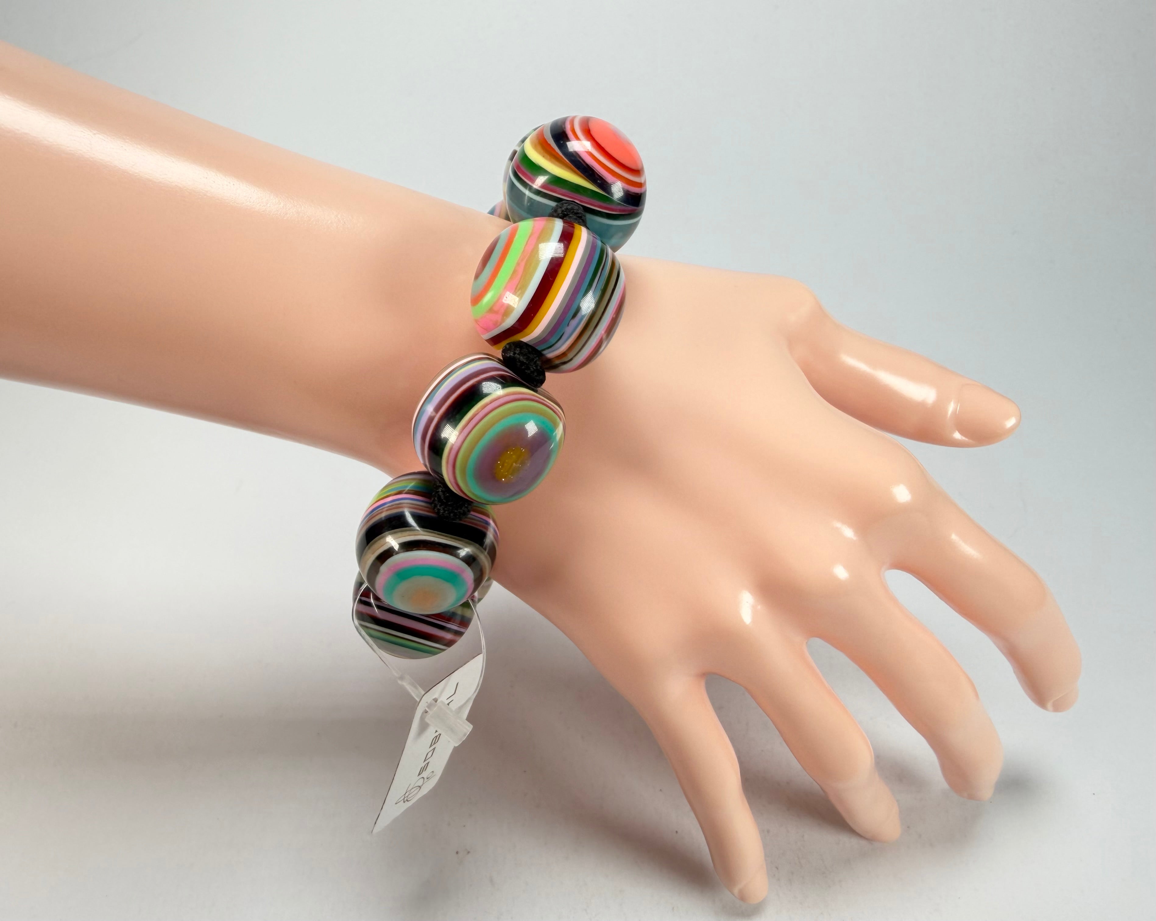 Jackie Brazil "Cat Eyes" Liquorice Allsorts Balls Mix Colours Resin Bracelet ( B0885 )