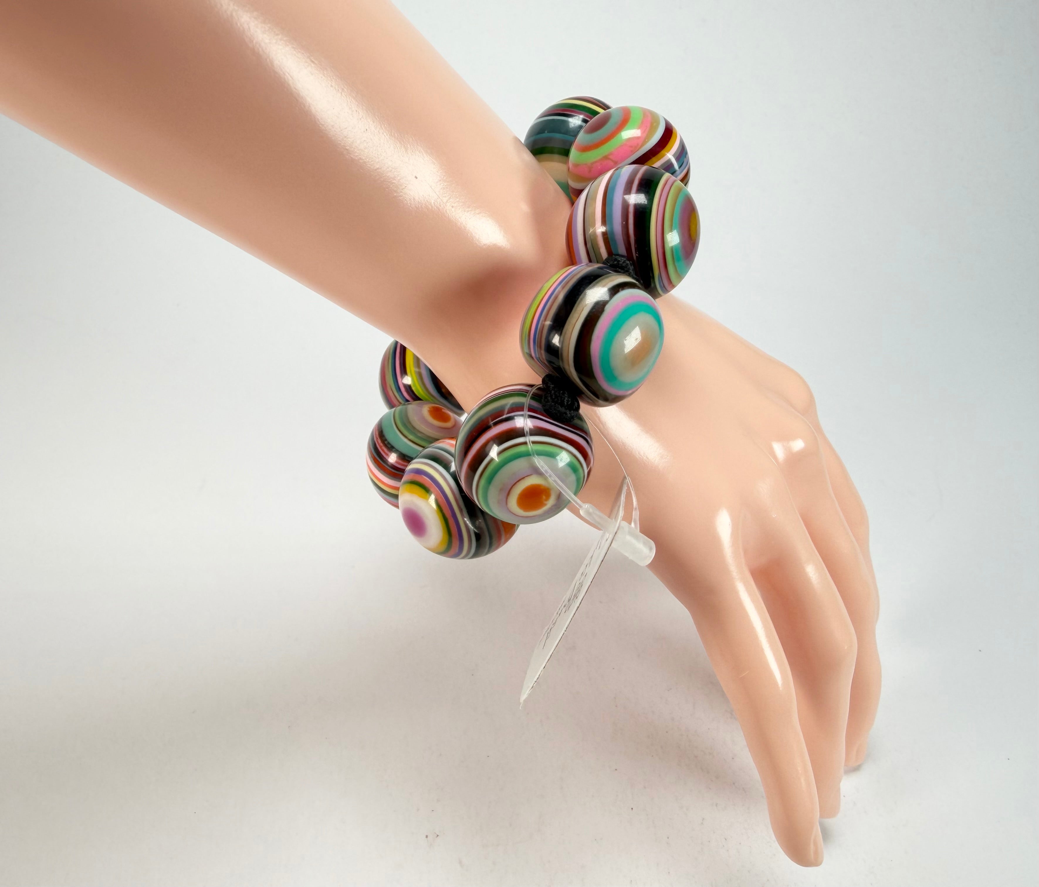 Jackie Brazil "Cat Eyes" Liquorice Allsorts Balls Mix Colours Resin Bracelet ( B0885 )