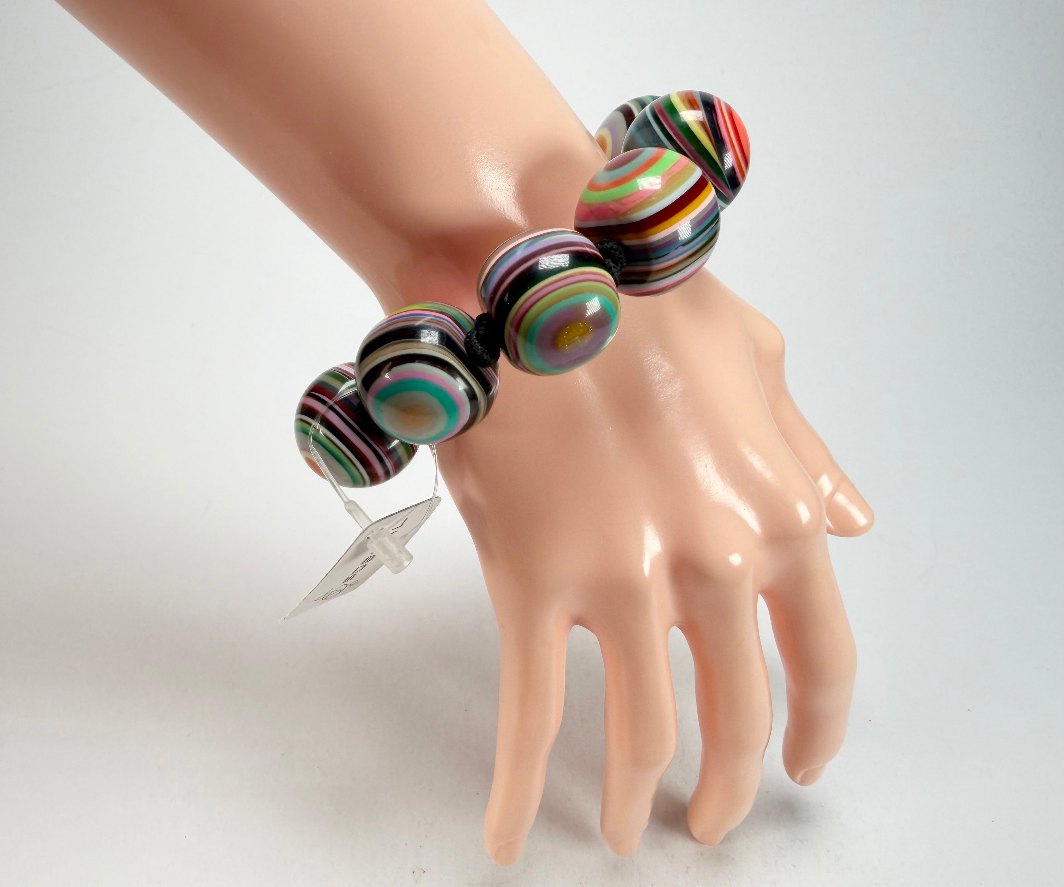 Jackie Brazil "Cat Eyes" Liquorice Allsorts Balls Mix Colours Resin Bracelet ( B0885 )