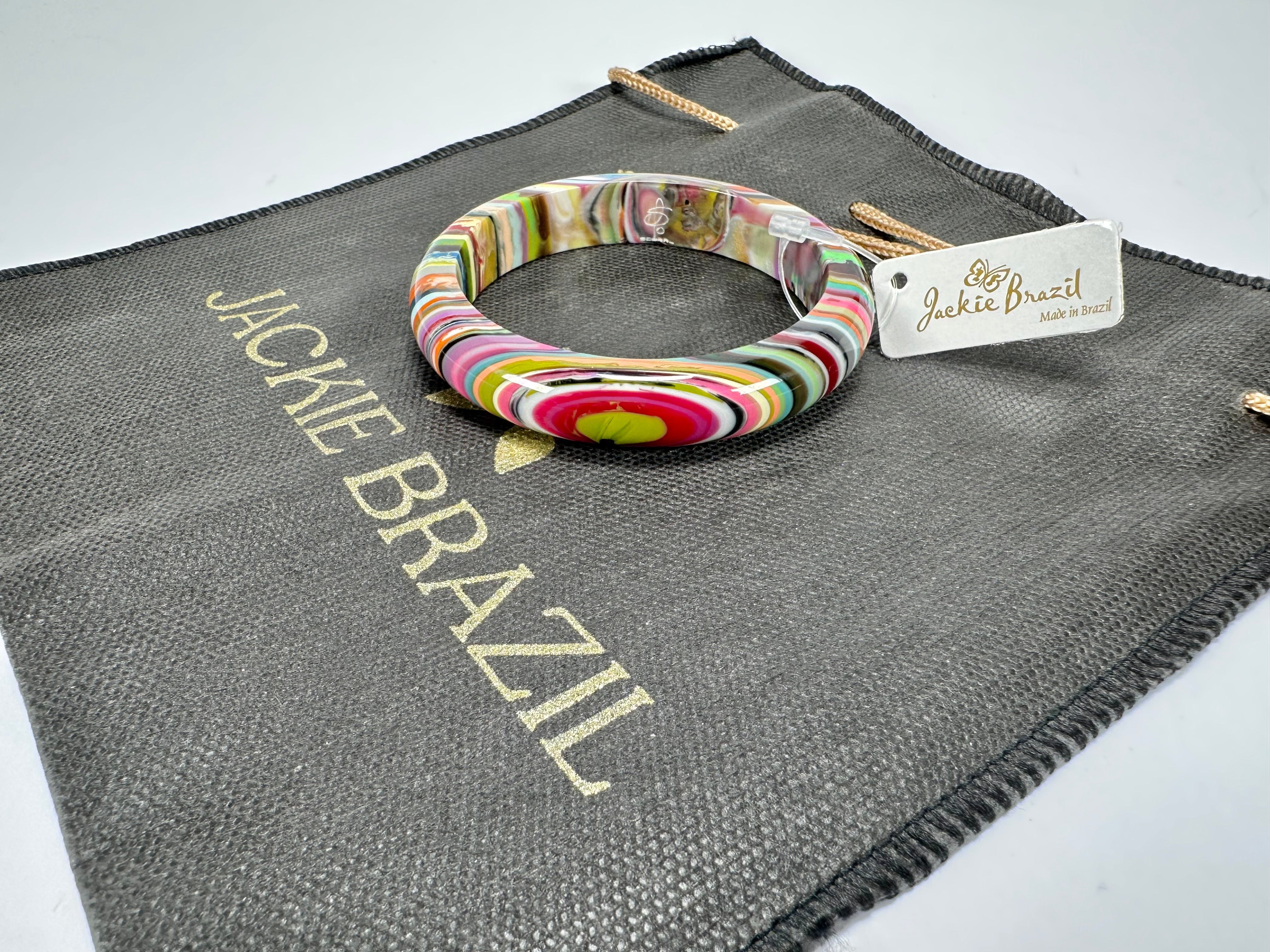 Jackie Brazil "Thin Cat Eye" Liquorice Allsorts with Cat Eye Mix Colours 1.3cm Resin Bangle ( B1151 )