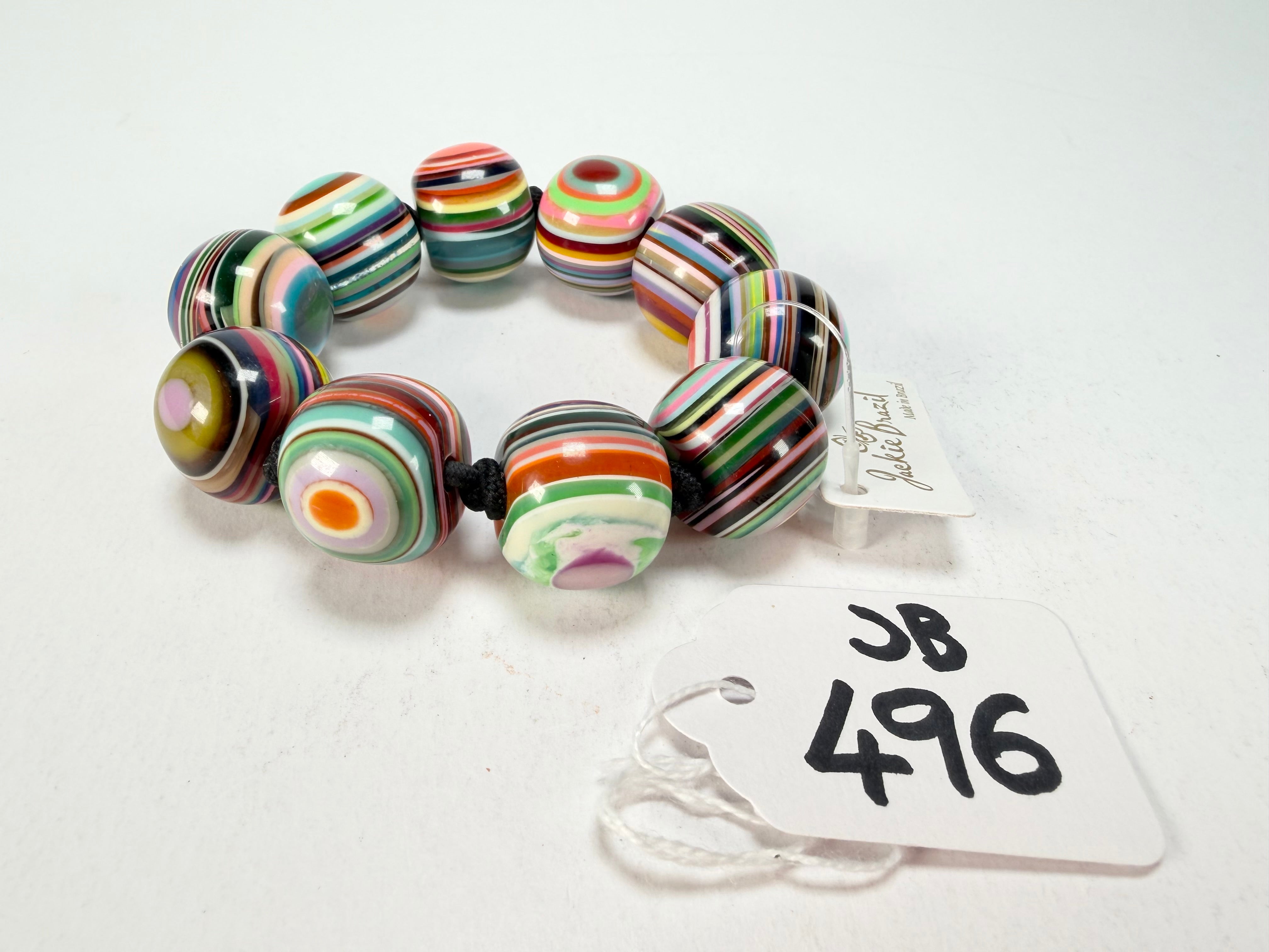 Jackie Brazil "Cat Eyes" Liquorice Allsorts Balls Mix Colours Resin Bracelet ( B0885 )
