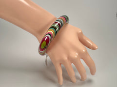 Jackie Brazil "Thin Cat Eye" Liquorice Allsorts with Cat Eye Mix Colours 1.3cm Resin Bangle ( B1151 )
